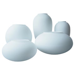 Set of 5 Mid-century Opaline Glass Vases, Bohemia, 1960s