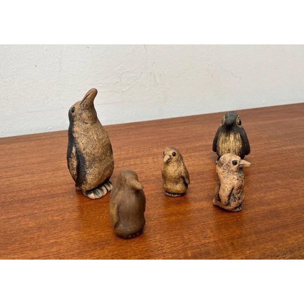 Ceramica Set di 5 statuette di pinguini in ceramica di metà secolo di Worspweder Keramik, anni '60 in vendita