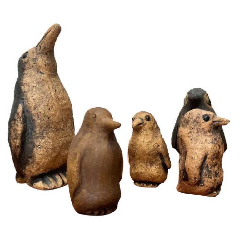 Set di 5 statuette di pinguini in ceramica di metà secolo di Worspweder Keramik, anni '60