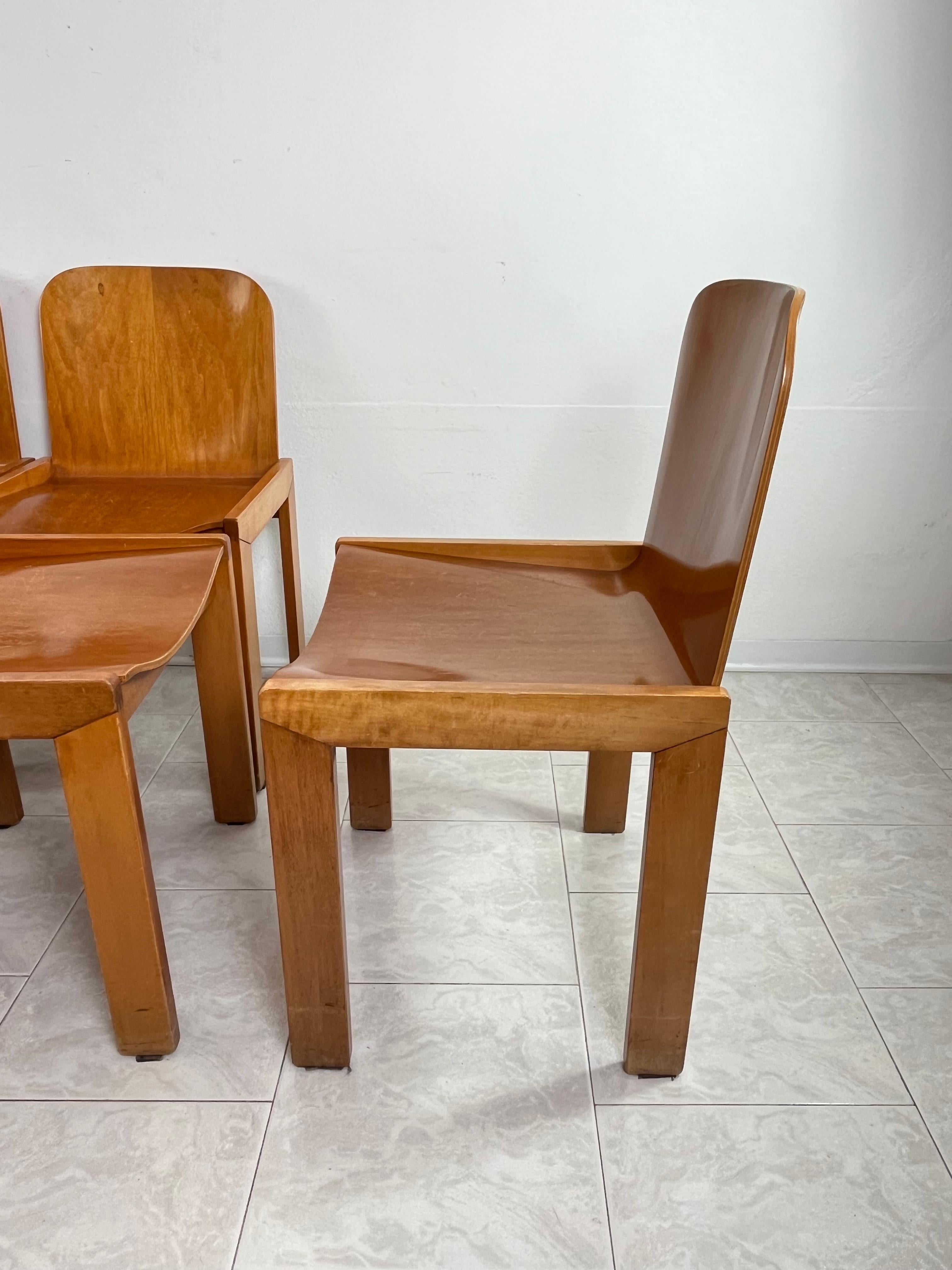 Fin du 20e siècle Ensemble de 5 chaises de salle à manger Molteni vintage mi-siècle italien des années 1970 en vente