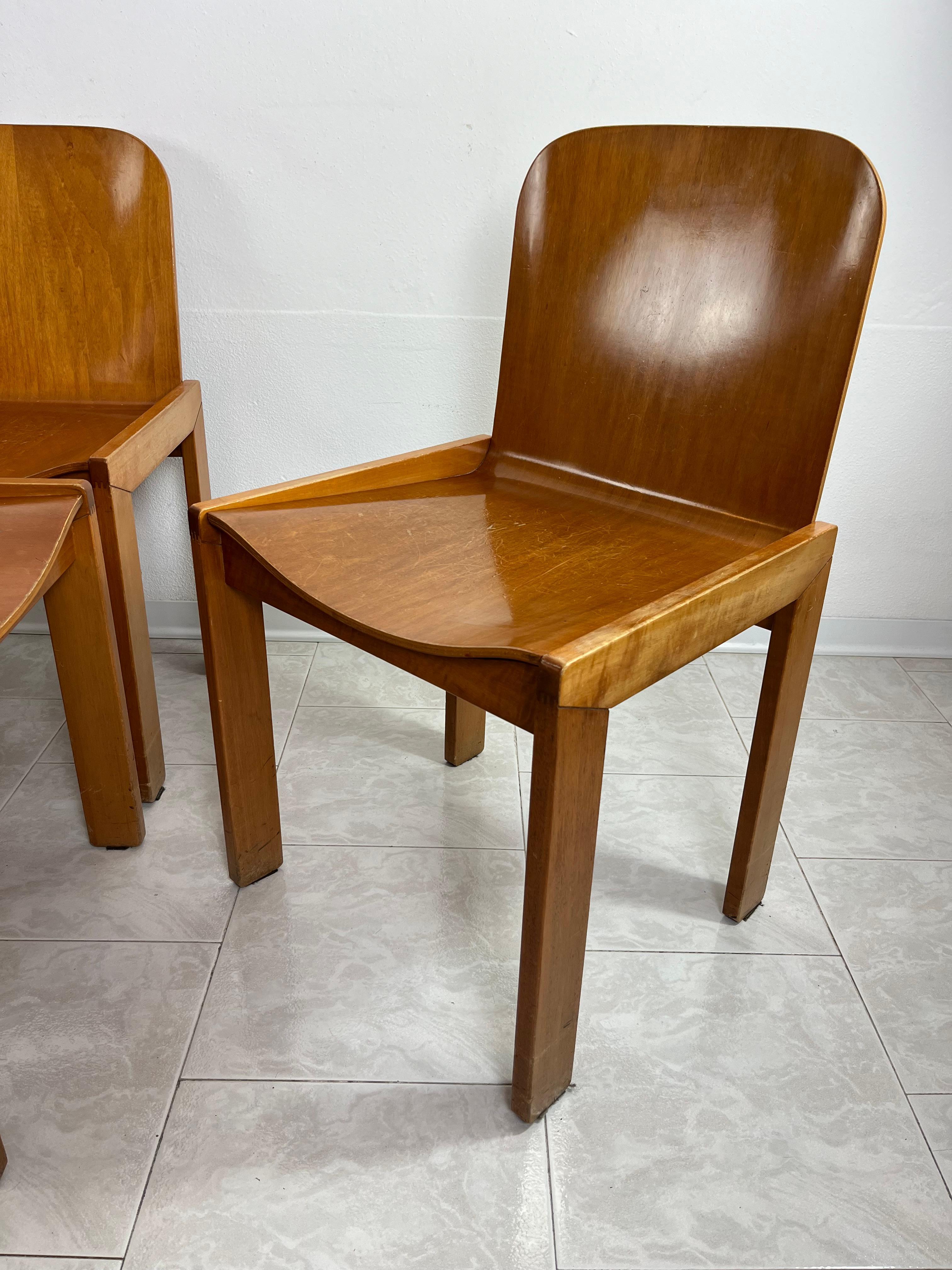 Ensemble de 5 chaises de salle à manger Molteni vintage mi-siècle italien des années 1970 en vente 3