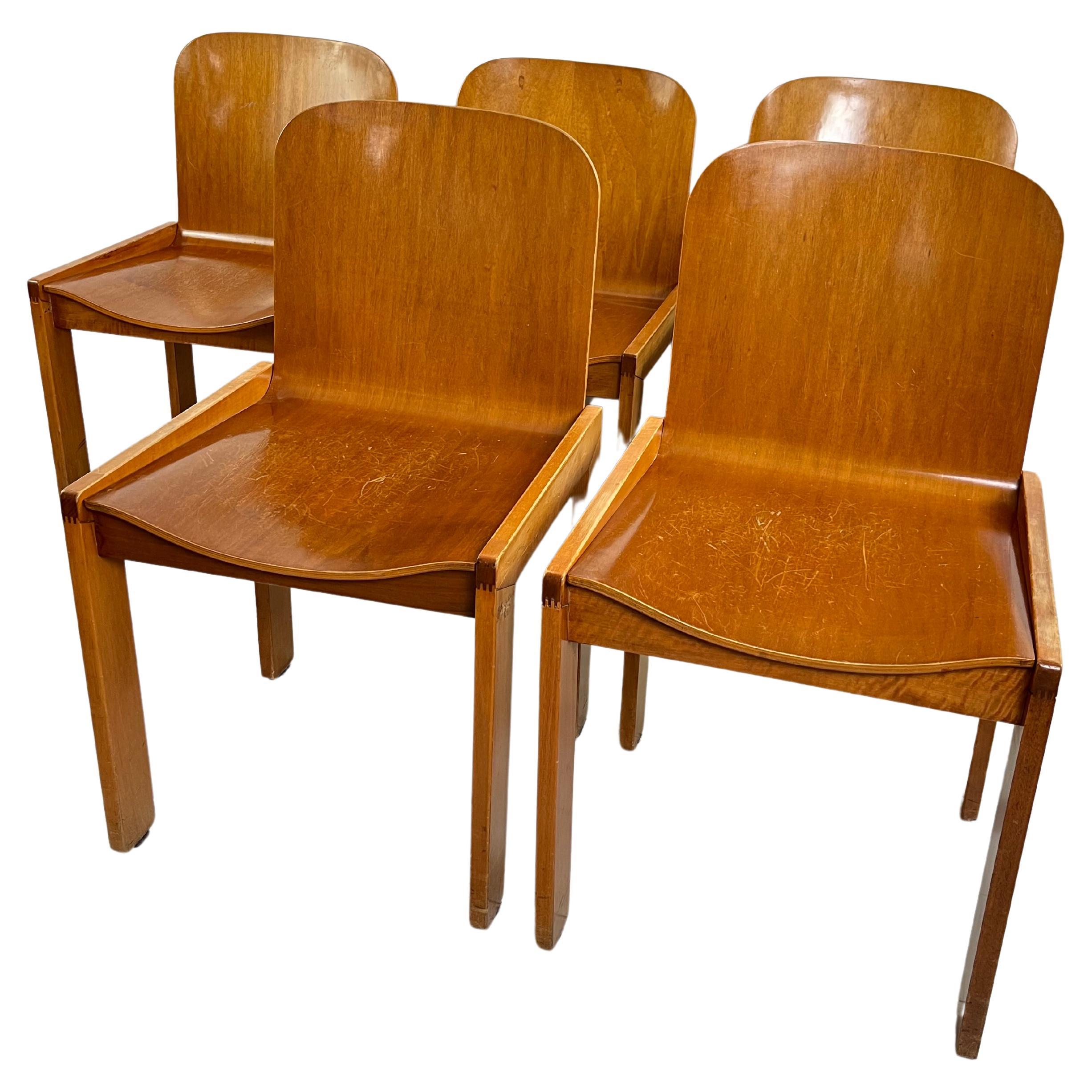 Ensemble de 5 chaises de salle à manger Molteni vintage mi-siècle italien des années 1970 en vente