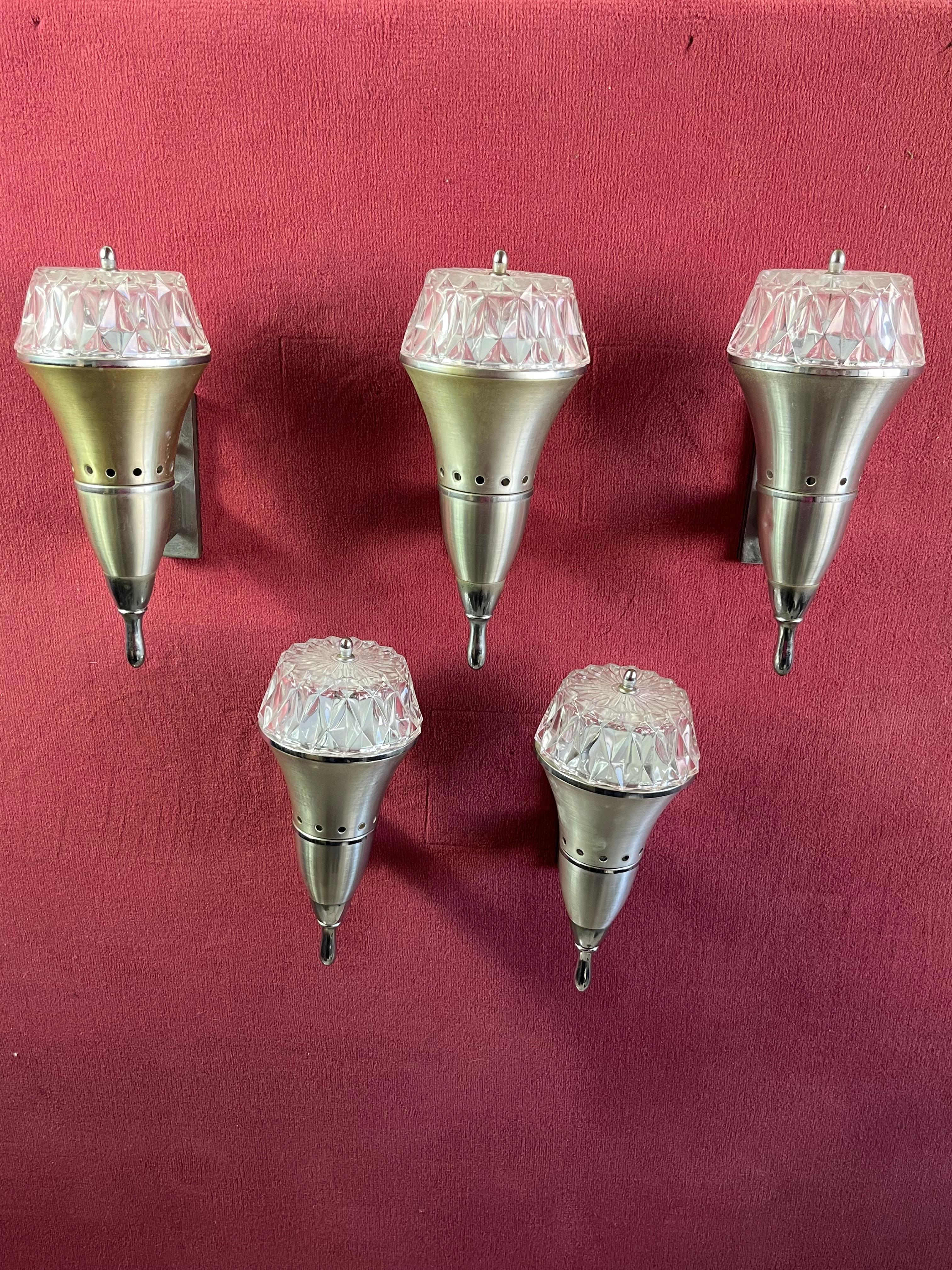 Set of 5 Mid-Century Wall Lamps Attributed To Ignazio Gardella For Azucena 1960s For Sale 5