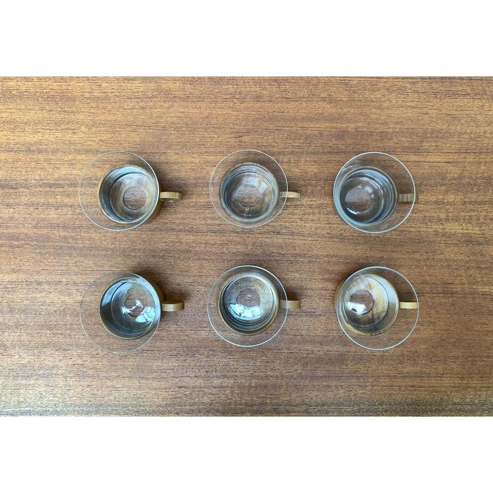 Mid-Century moderno Set di 5 bicchieri da tè in legno di metà secolo, anni '60 in vendita