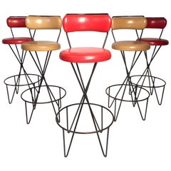 Set of 5 Midcentury Bar Stools by Paul Tuttle