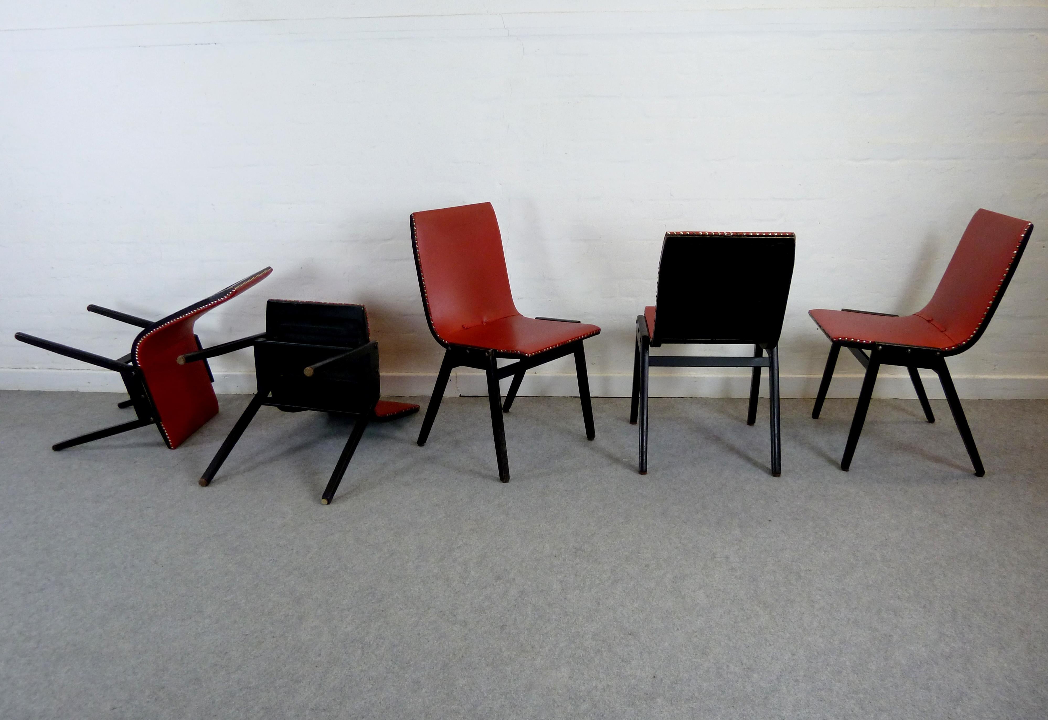 Set of 5 Midcentury Dining Chairs from Austrian Designer Roland Rainer For Sale 6
