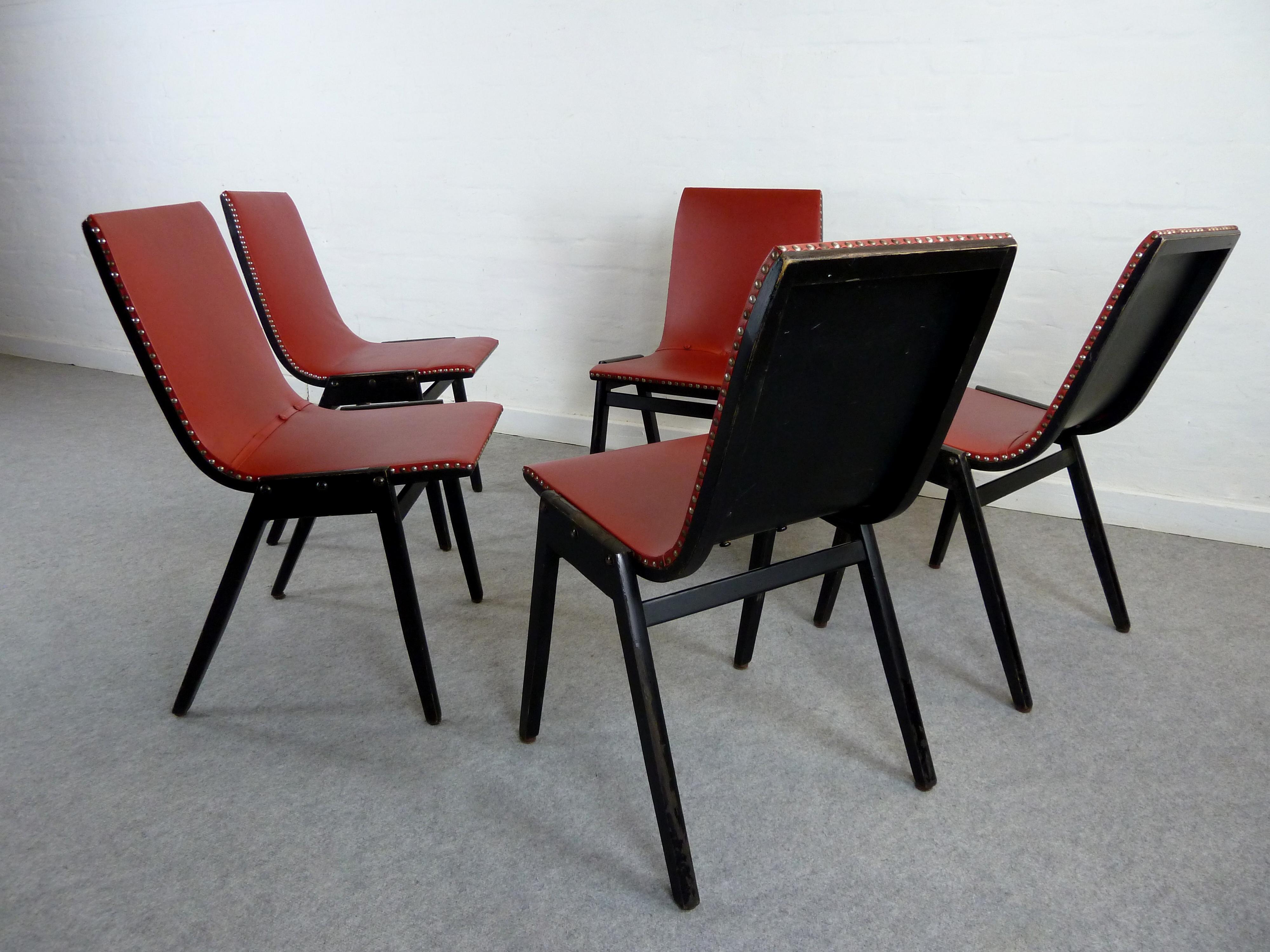 Set of 5 Midcentury Dining Chairs from Austrian Designer Roland Rainer For Sale 8