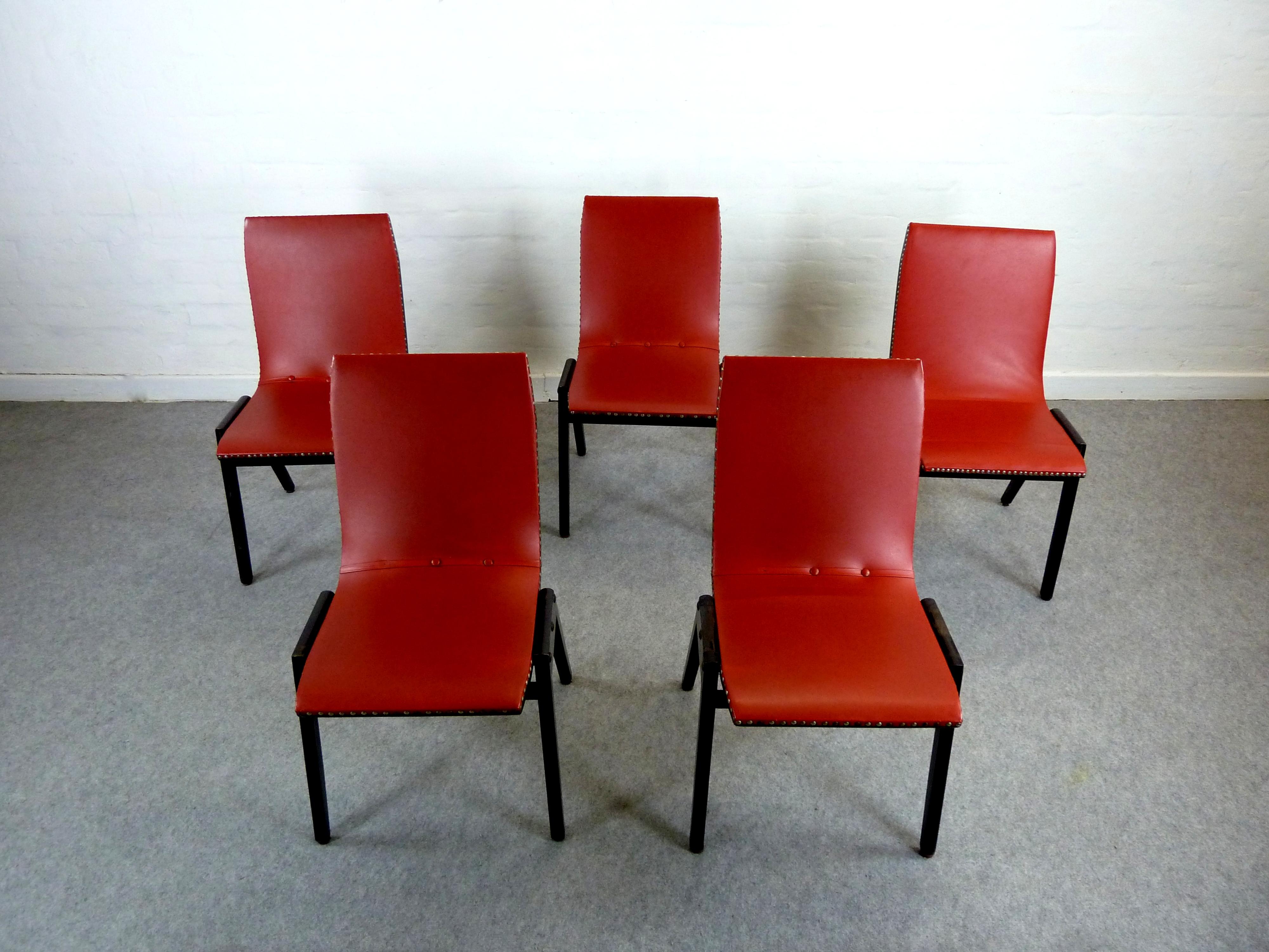 German Set of 5 Midcentury Dining Chairs from Austrian Designer Roland Rainer For Sale