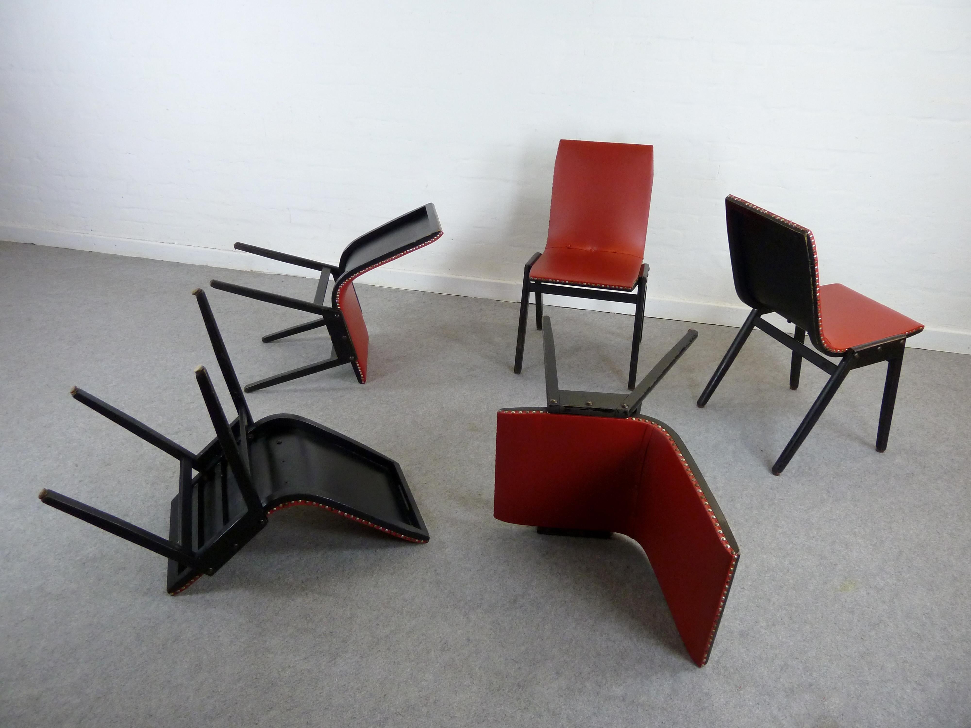 Beech Set of 5 Midcentury Dining Chairs from Austrian Designer Roland Rainer For Sale