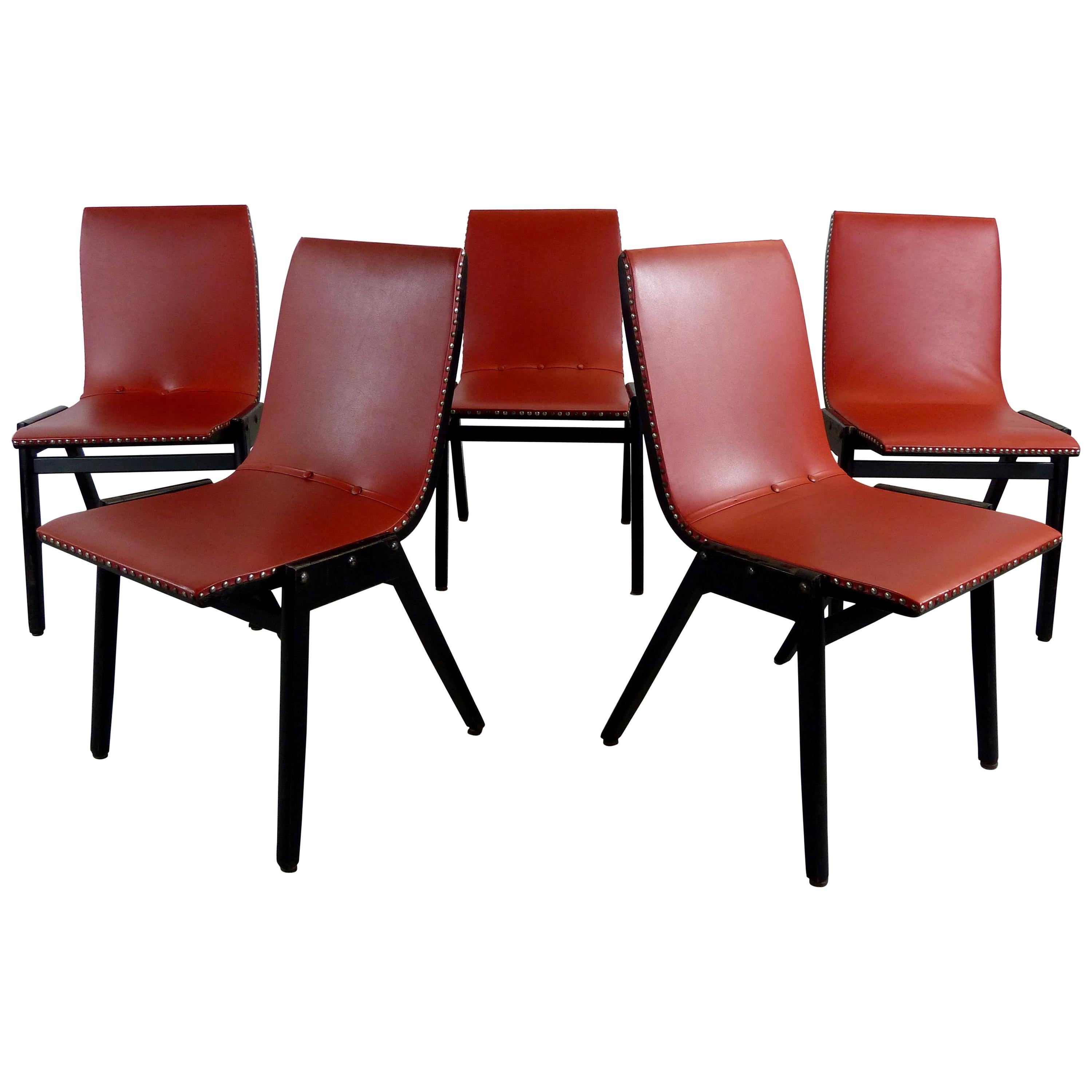 Ensemble de 5 chaises de salle à manger du designer autrichien Roland Rainer