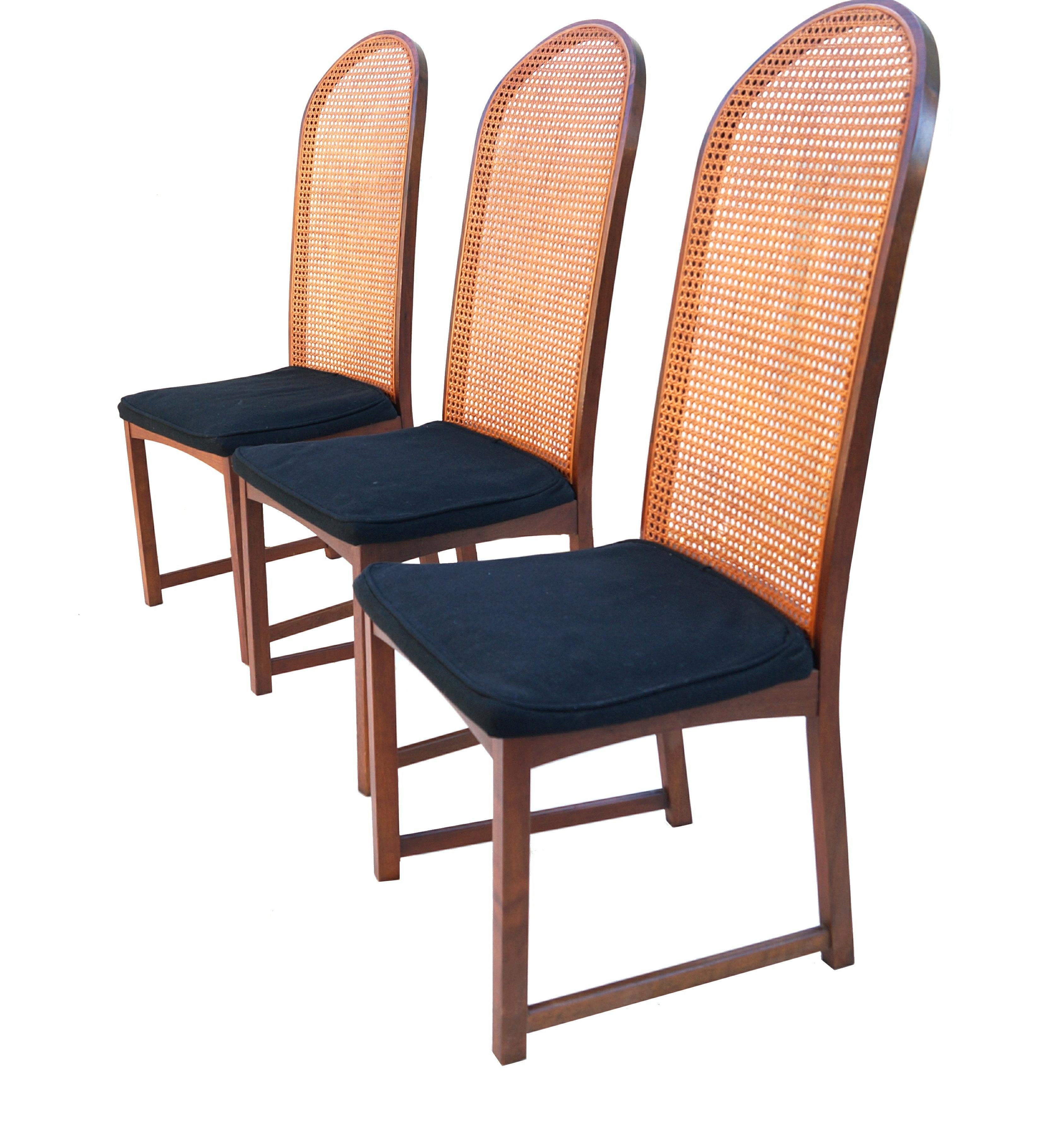 Late 20th Century Set of 5 Milo Baughman Curved Cane Back Dining Chairs