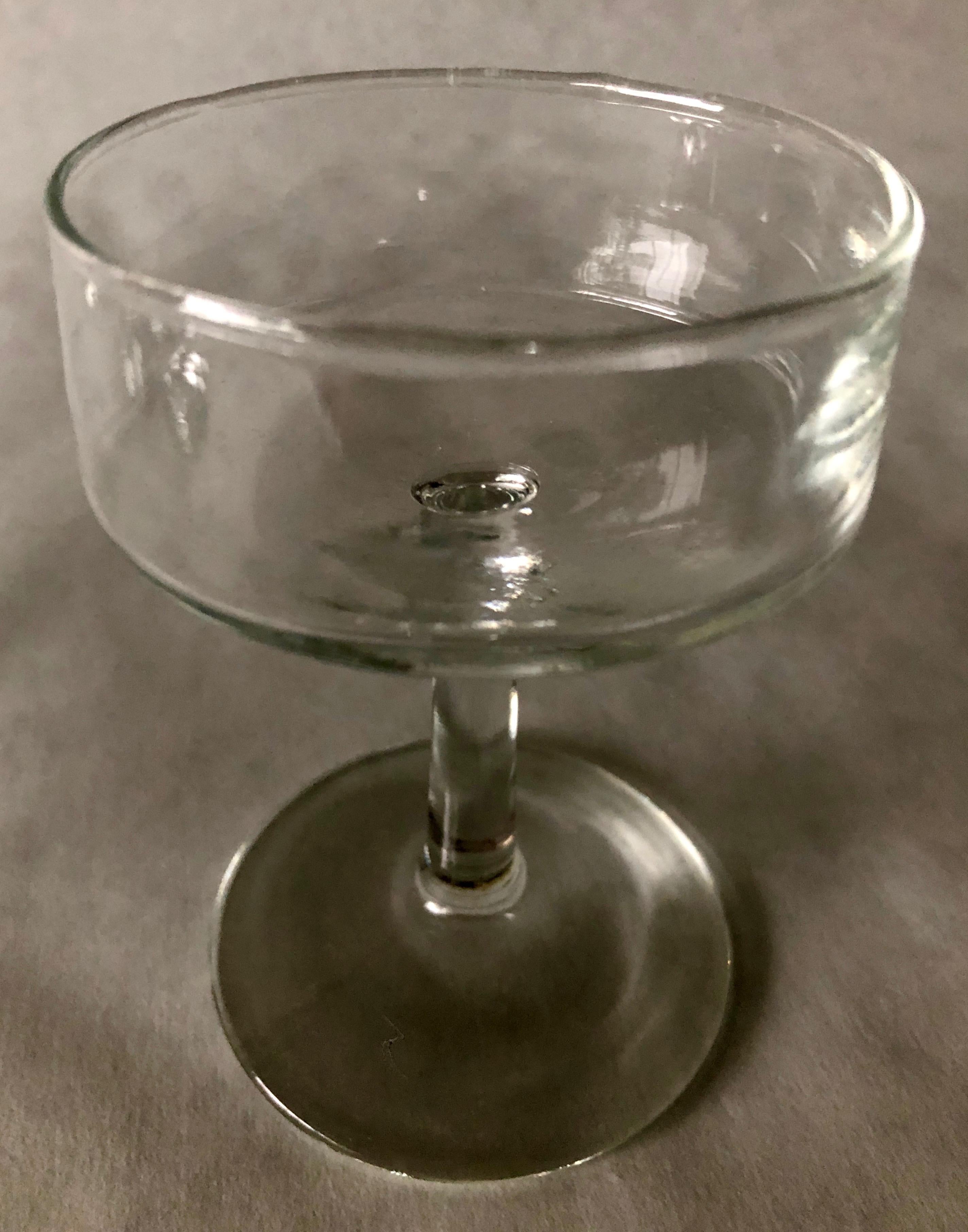 Set of 5 Minimalist Petite Glass Champagne Coupes / Sherbet Bowls with Stem For Sale 8