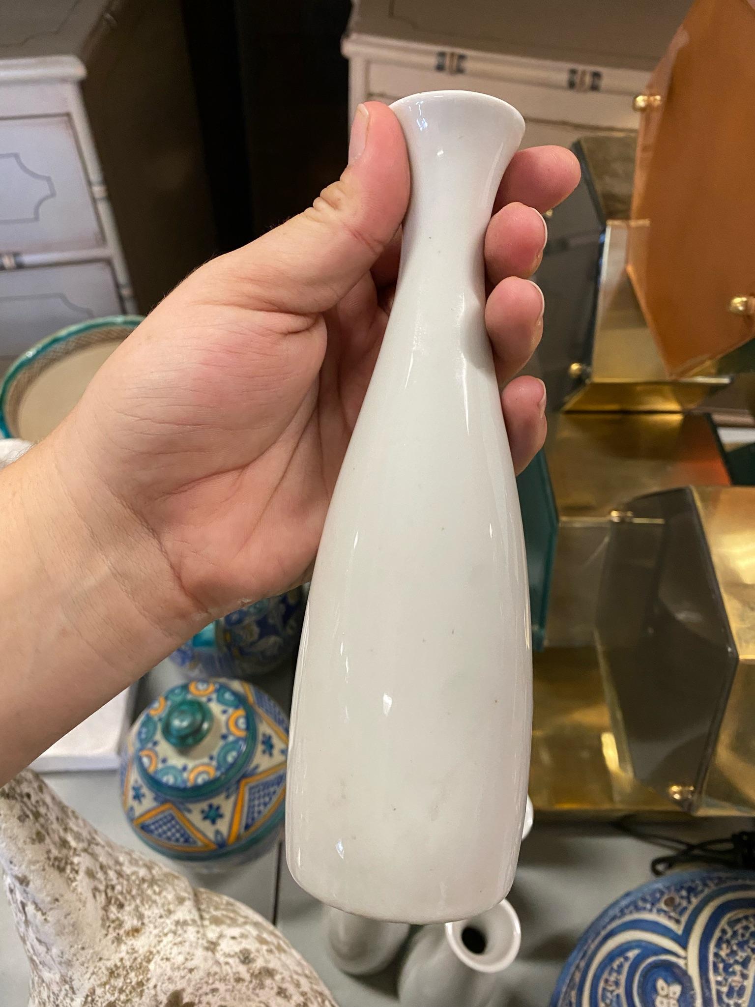 Set of 5 Modern White Ceramic Bud Vases For Sale 1