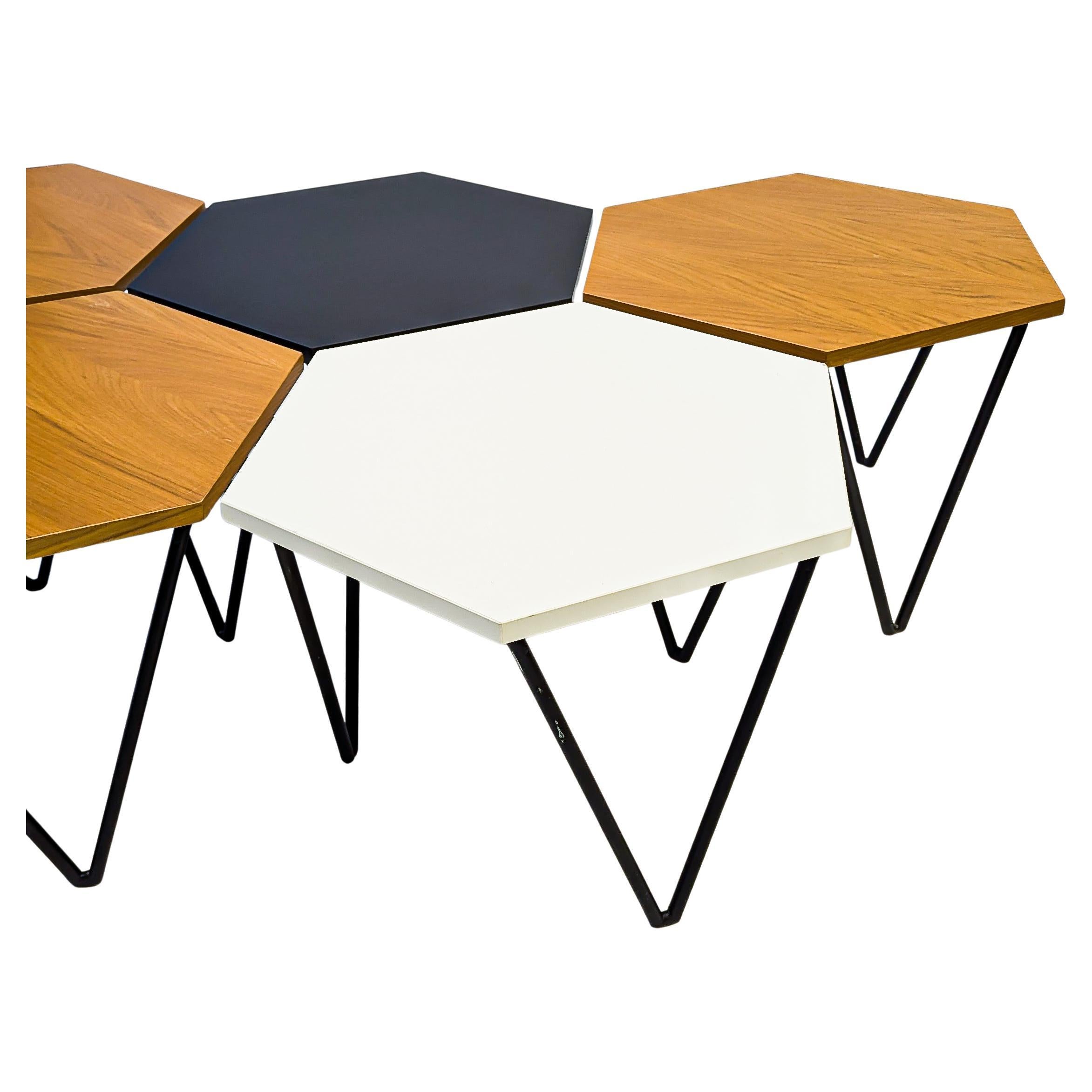 Gio Ponti Set of 5 Modular Hexagonal Coffee Tables For ISA Bergamo , Italy