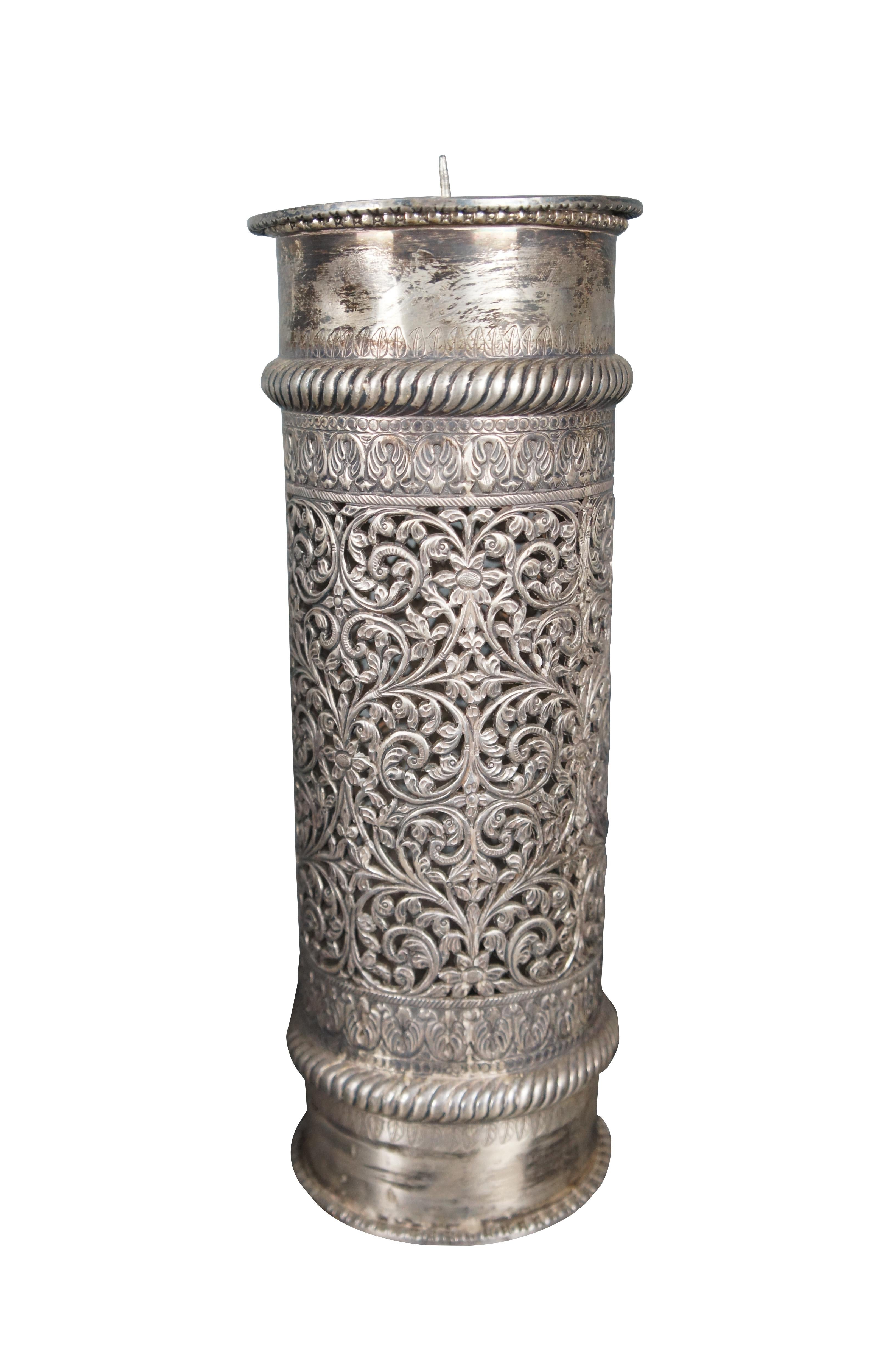 Set of 5 Moroccan Reticulated Silver Ornate Candlesticks Candle Holder 9