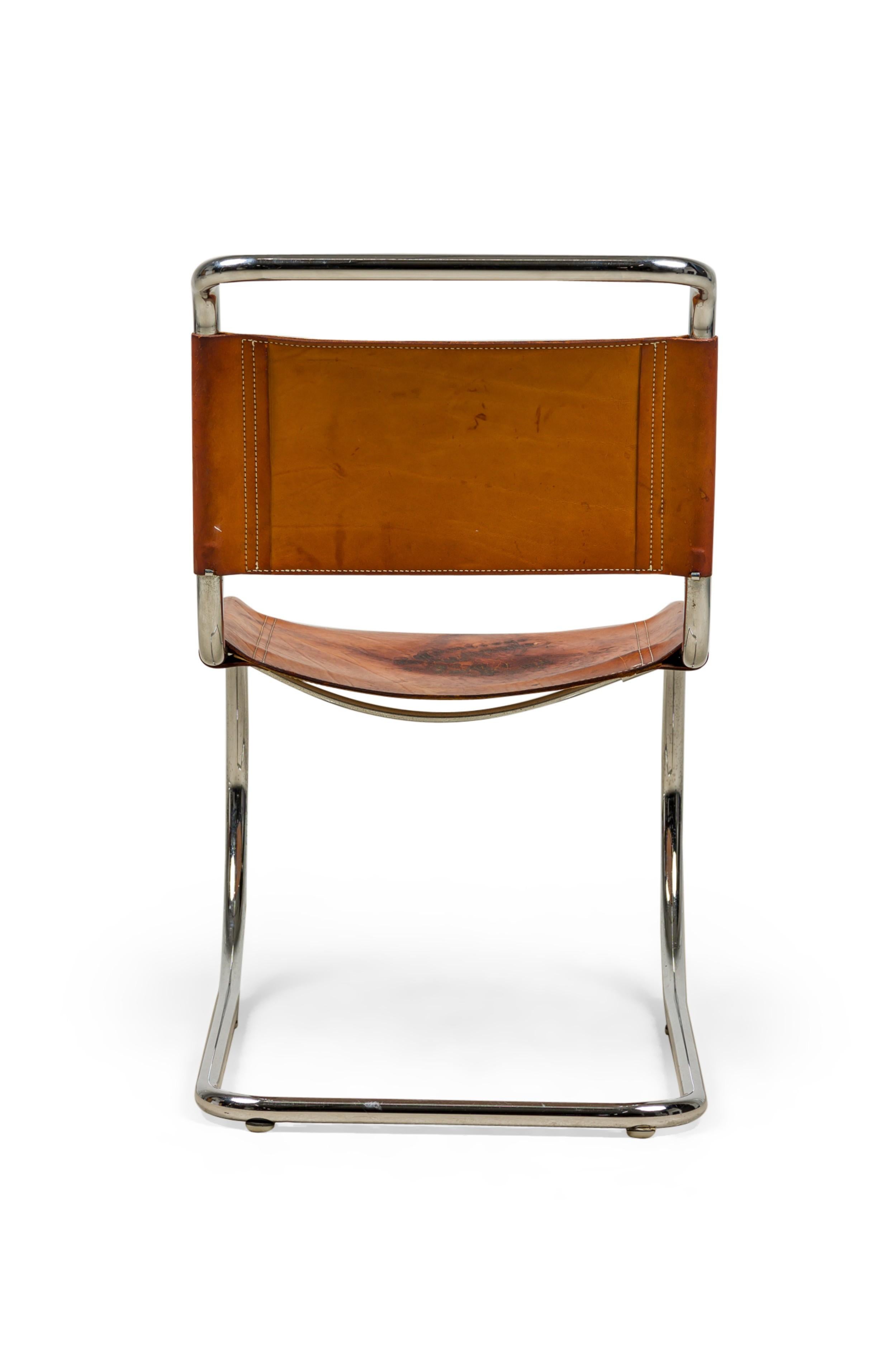 20th Century Set of 5 MR10 American Mid-Century Mies Van Der Rohe Leather and Steel Chairs For Sale