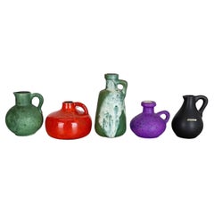 Vintage Set of 5 Multicolor Ceramic Pottery Vase Objects by Otto Keramik, Germany, 1970s