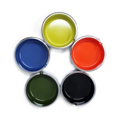 Set of 5 Multicolor Chrome Ashtrays by Isamu Kenmochi