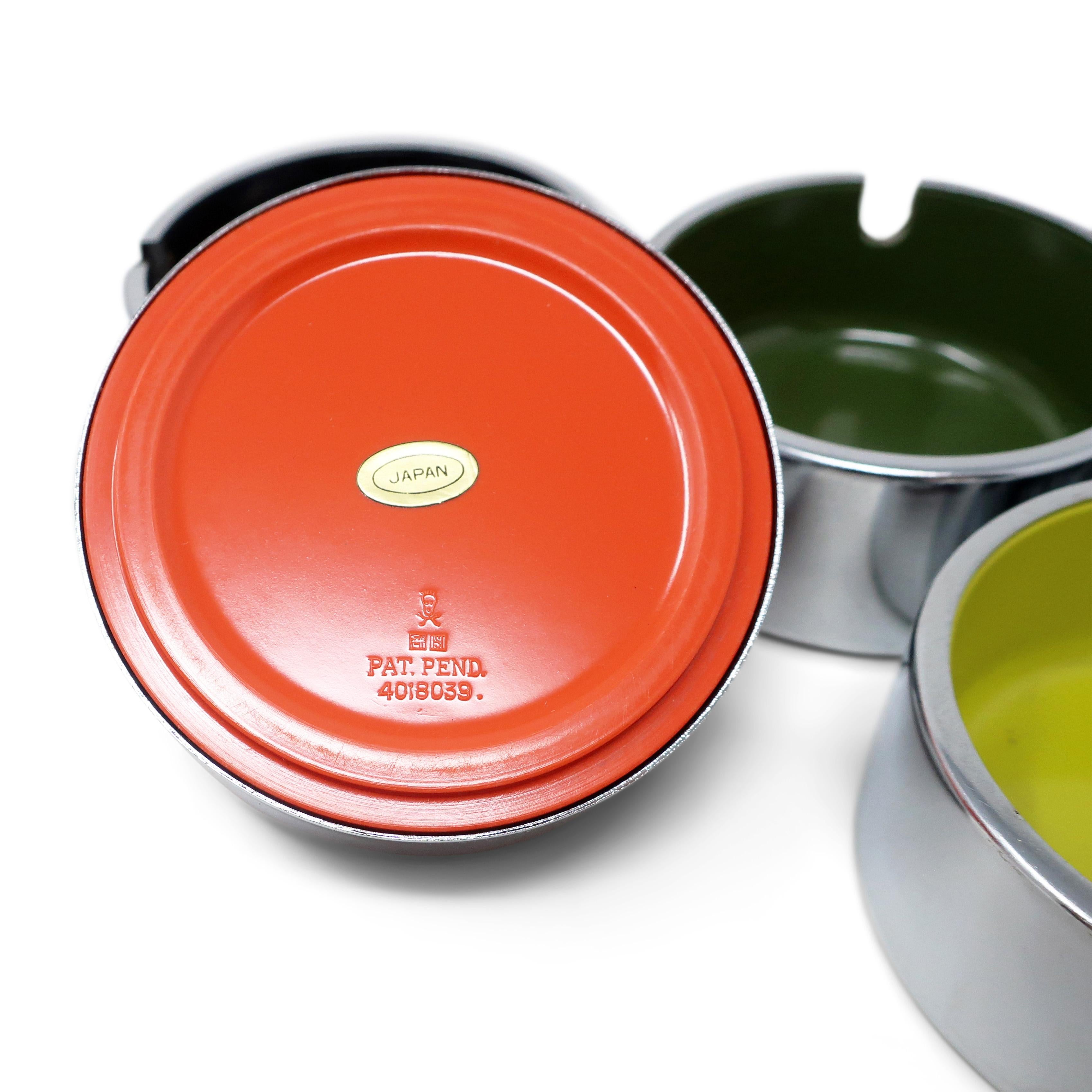 Set of 5 Multicolor Chrome Ashtrays by Isamu Kenmochi 1
