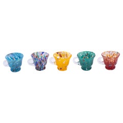Set de 5 copas de Murano Multicolor hechas a mano, cristal de Murano Made in Italy