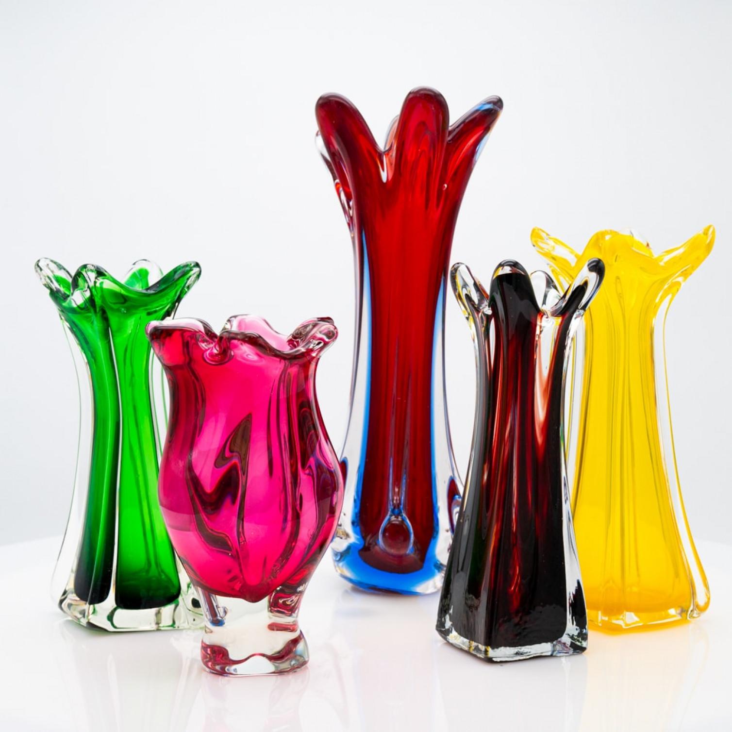 Set di 5 vasi in vetro multicolore di Murano, Italia, 1970 in vendita 8