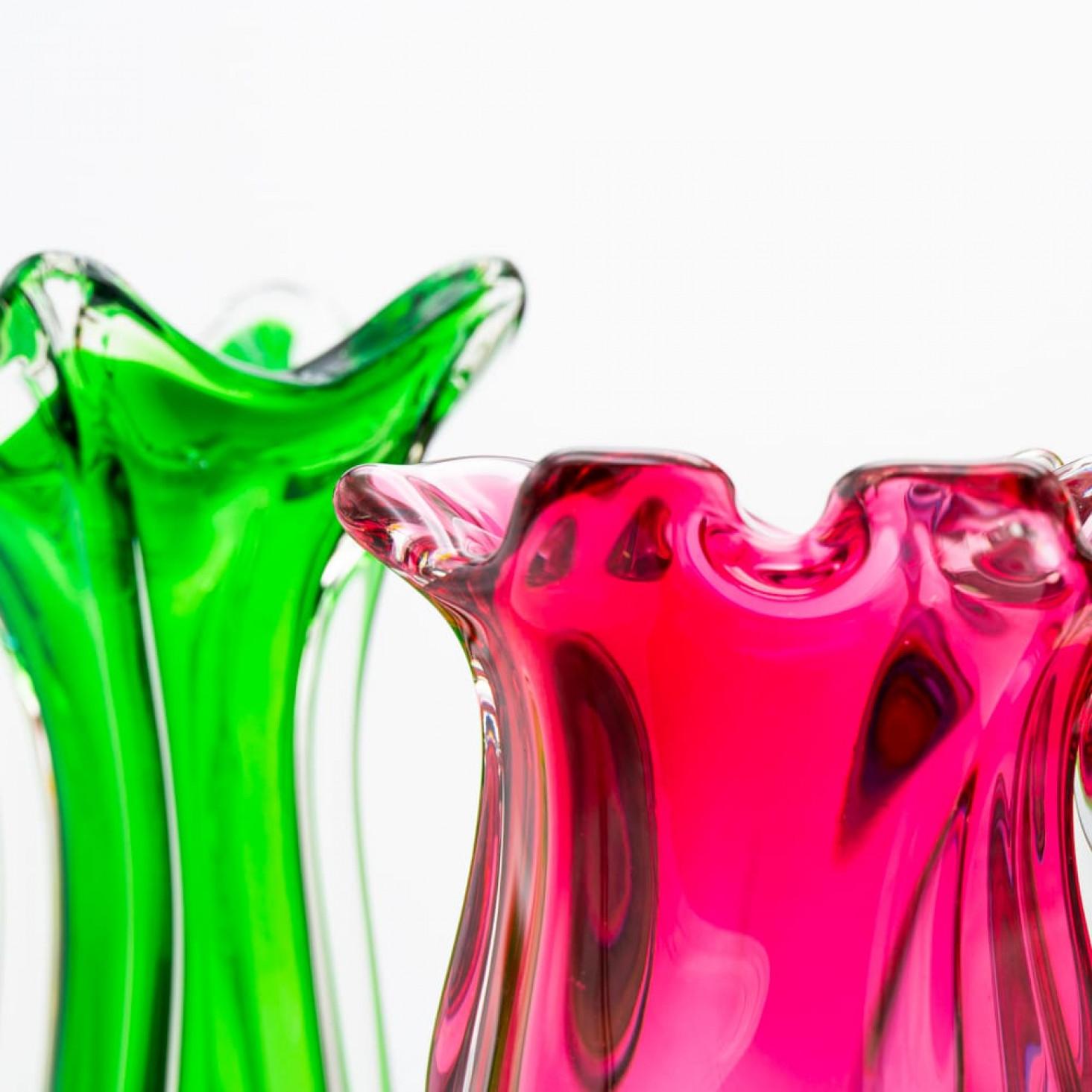 Italiano Set di 5 vasi in vetro multicolore di Murano, Italia, 1970 in vendita