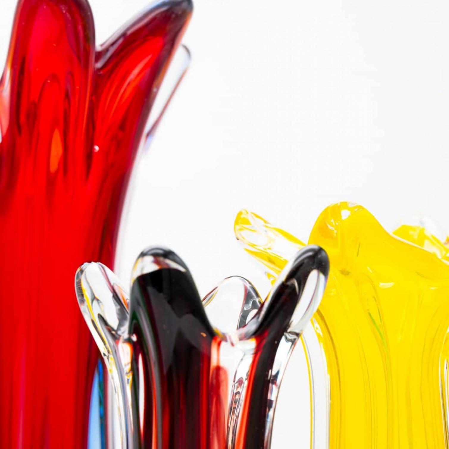Fine XX secolo Set di 5 vasi in vetro multicolore di Murano, Italia, 1970 in vendita
