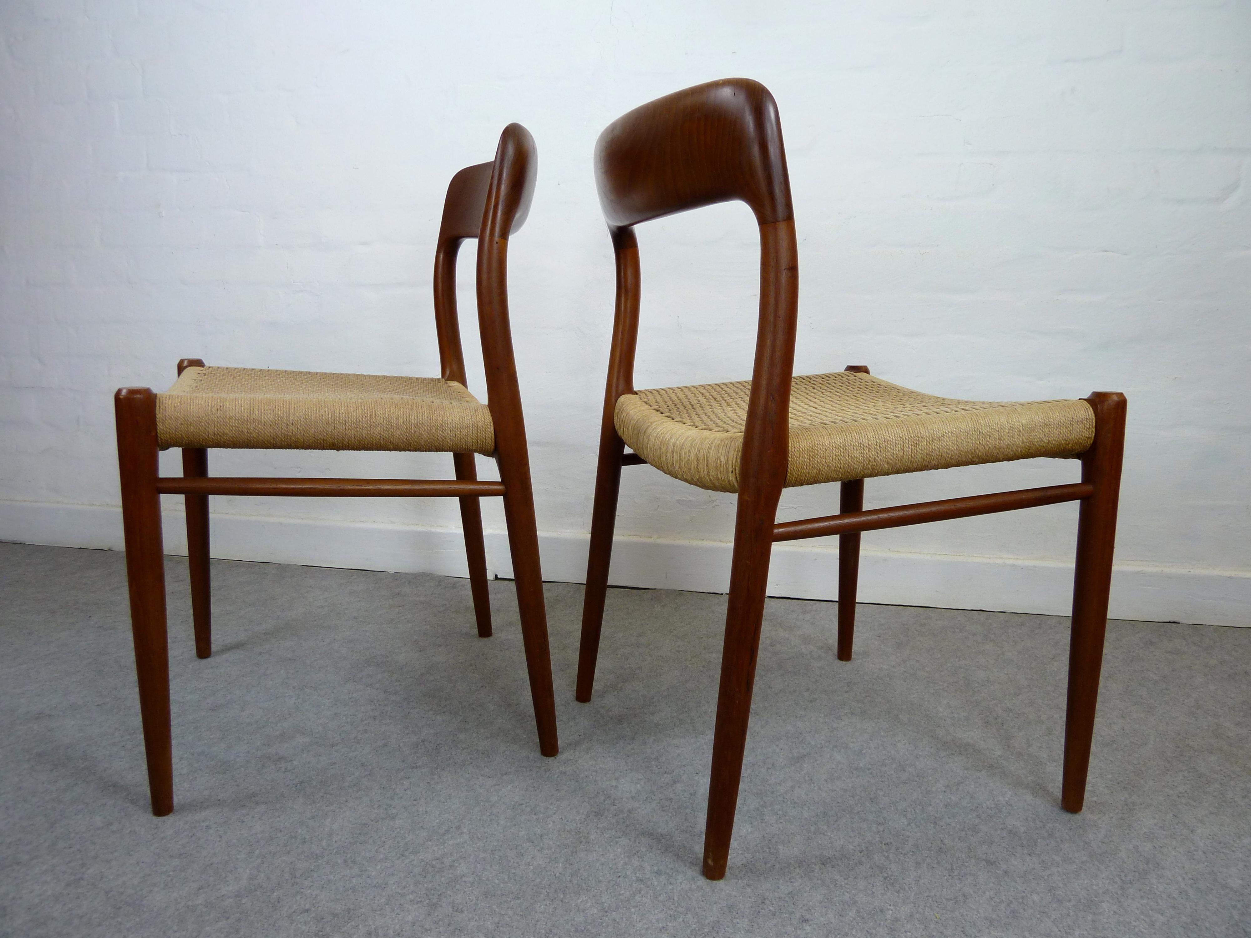 Set of 5 Niels O. Moeller Teak Chair Model 75 In Good Condition In Halle, DE