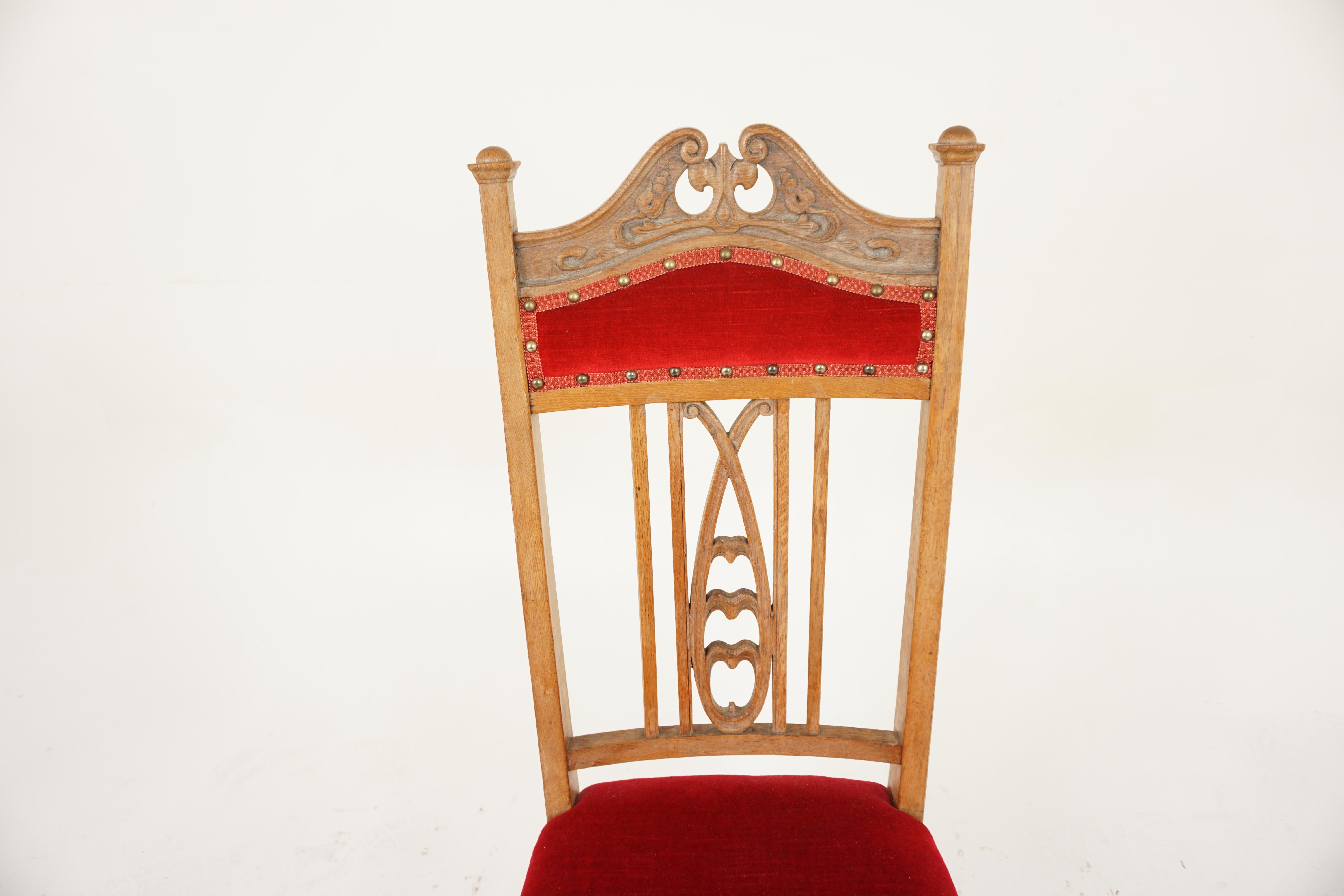 Set of 5 Oak Art Nouveau, Arts & Crafts Dining Chairs, Scotland 1900, H1013 In Good Condition For Sale In Vancouver, BC