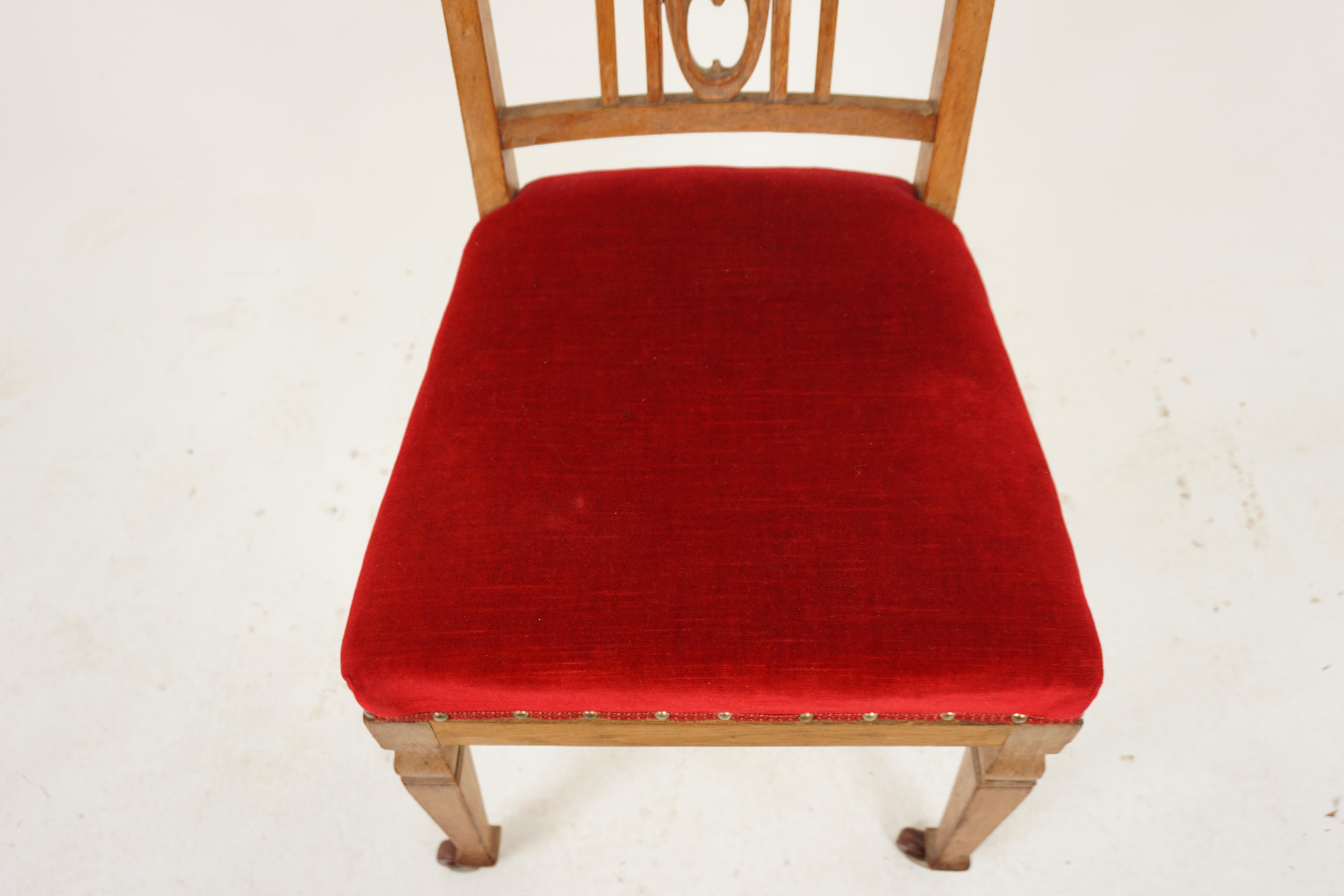 Satz von 5 Jugendstil-, Arts and Crafts-Esszimmerstühlen aus Eiche, Schottland 1900, H1013 im Zustand „Gut“ im Angebot in Vancouver, BC