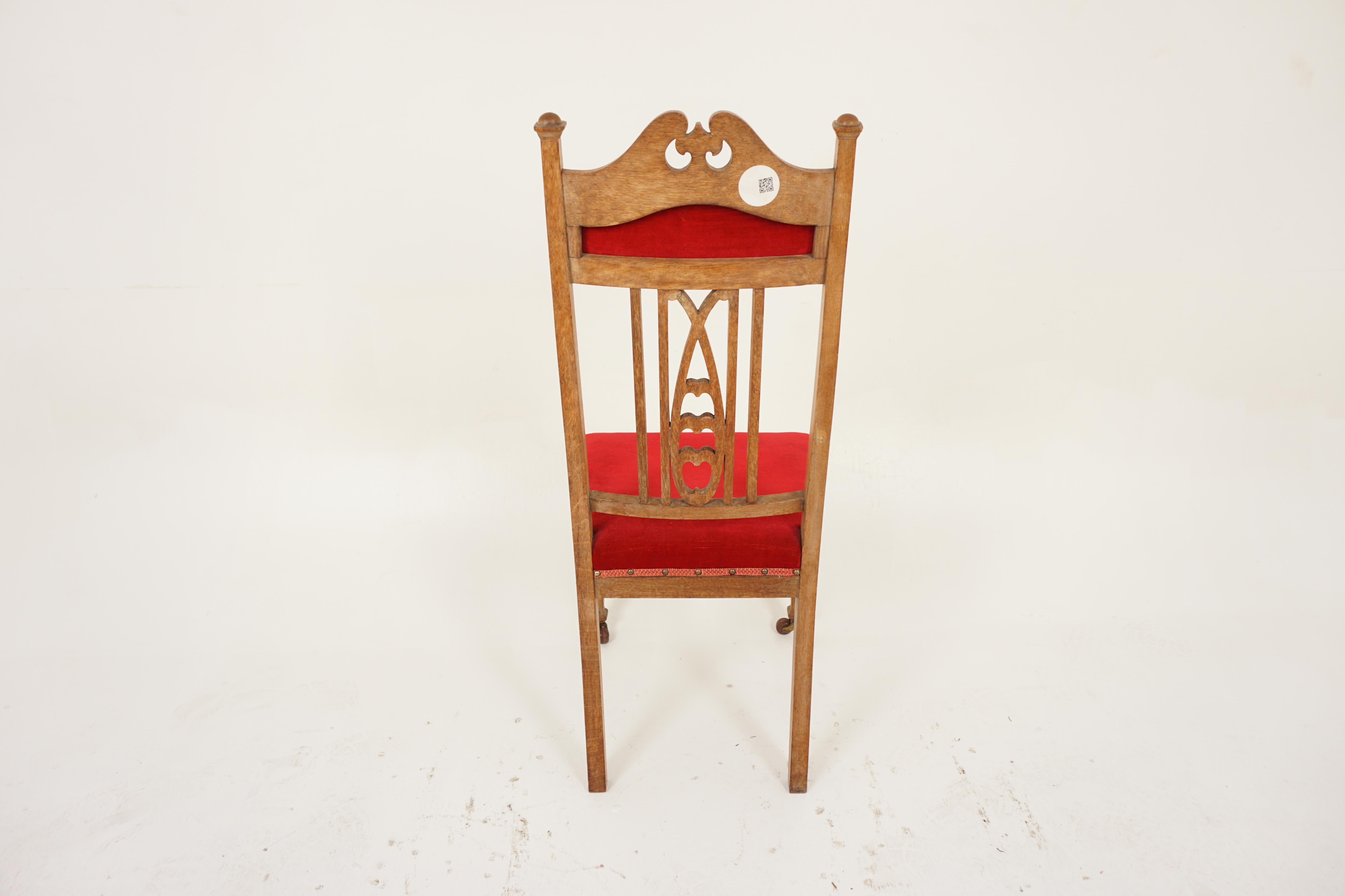 Satz von 5 Jugendstil-, Arts and Crafts-Esszimmerstühlen aus Eiche, Schottland 1900, H1013 (Eichenholz) im Angebot