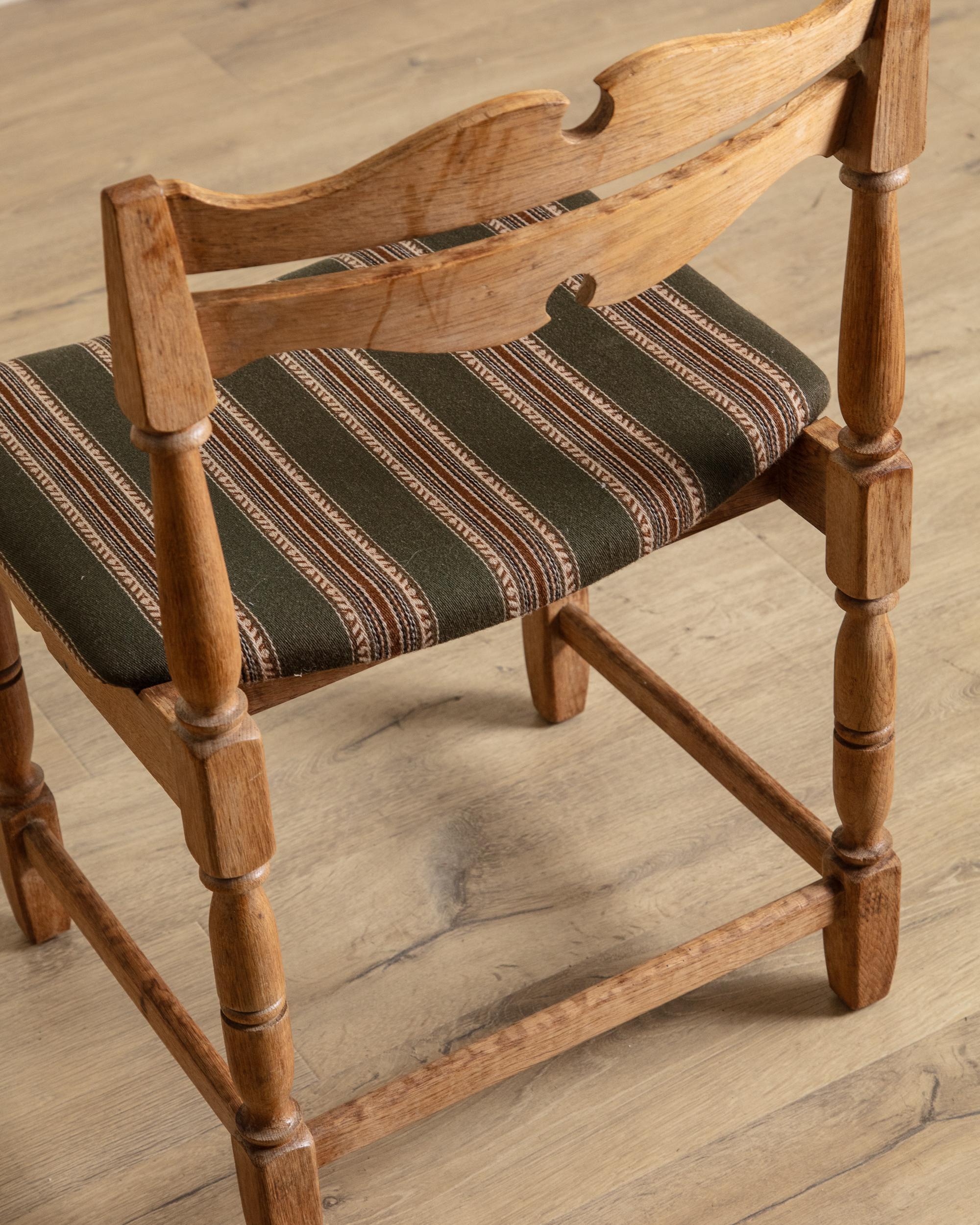 Set Of 5 Oak & Green Razorblade Chairs By Henning Kjaernulf, Denmark, 1960'S For Sale 4