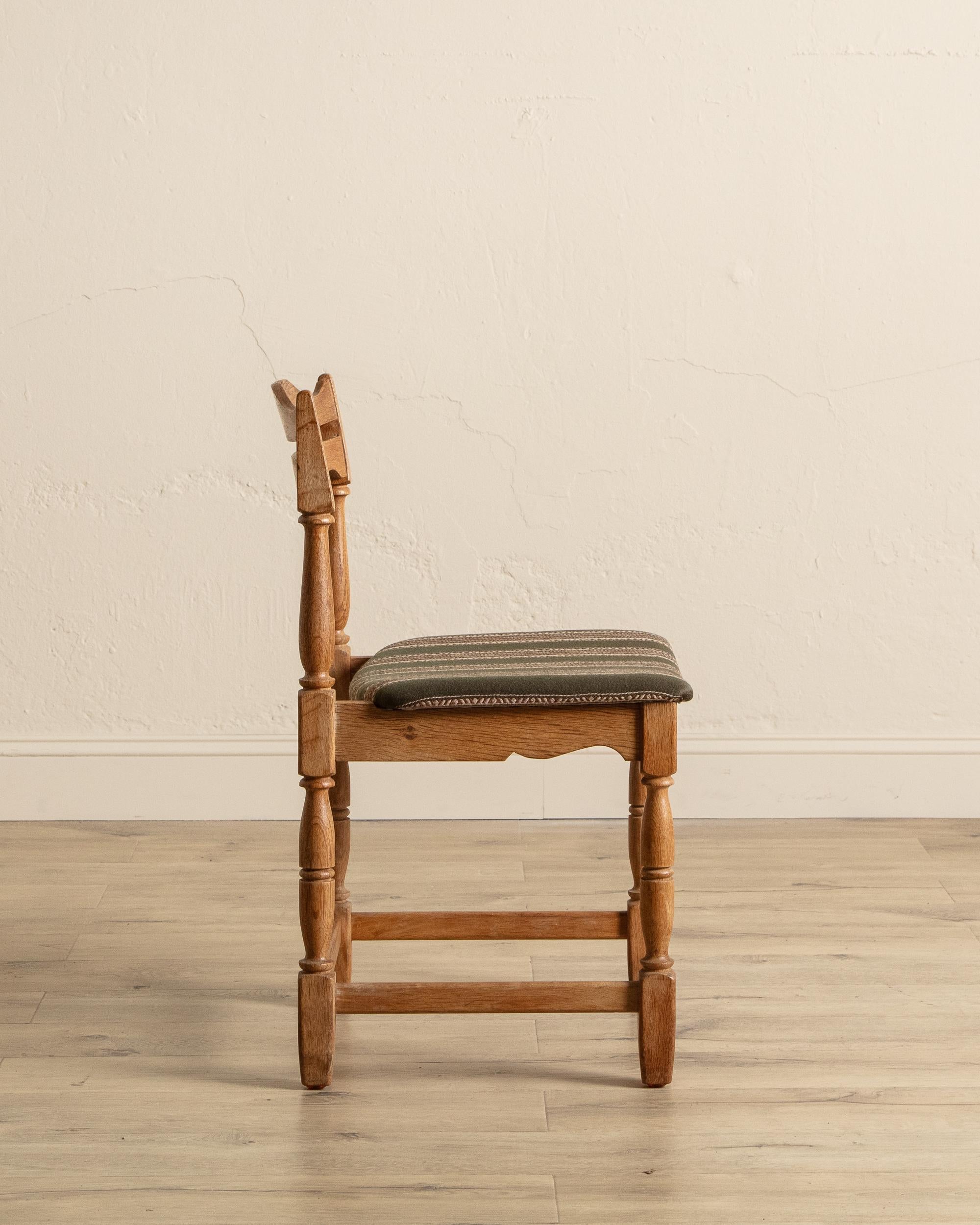Mid-20th Century Set Of 5 Oak & Green Razorblade Chairs By Henning Kjaernulf, Denmark, 1960'S For Sale