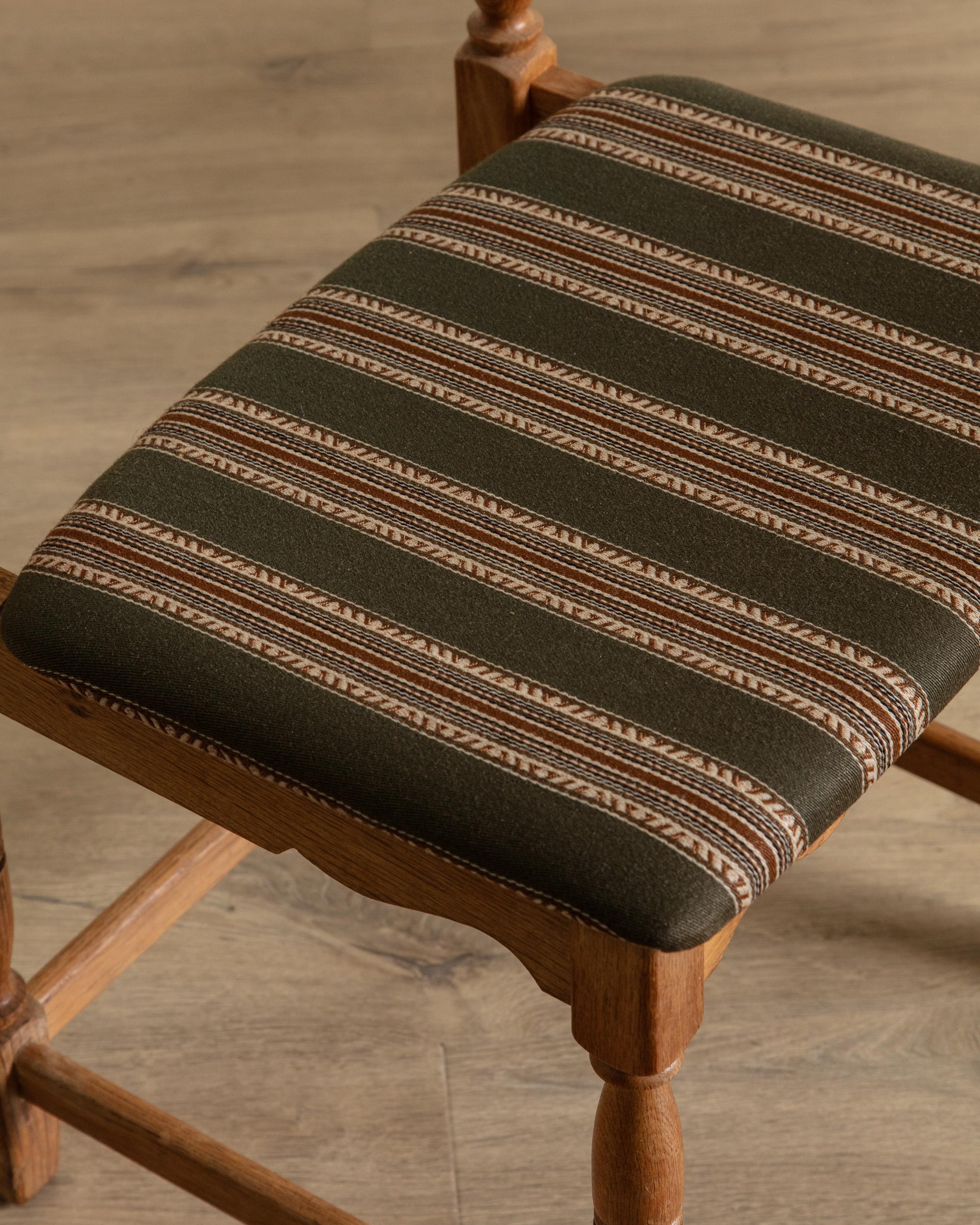 Set Of 5 Oak & Green Razorblade Chairs By Henning Kjaernulf, Denmark, 1960'S For Sale 1