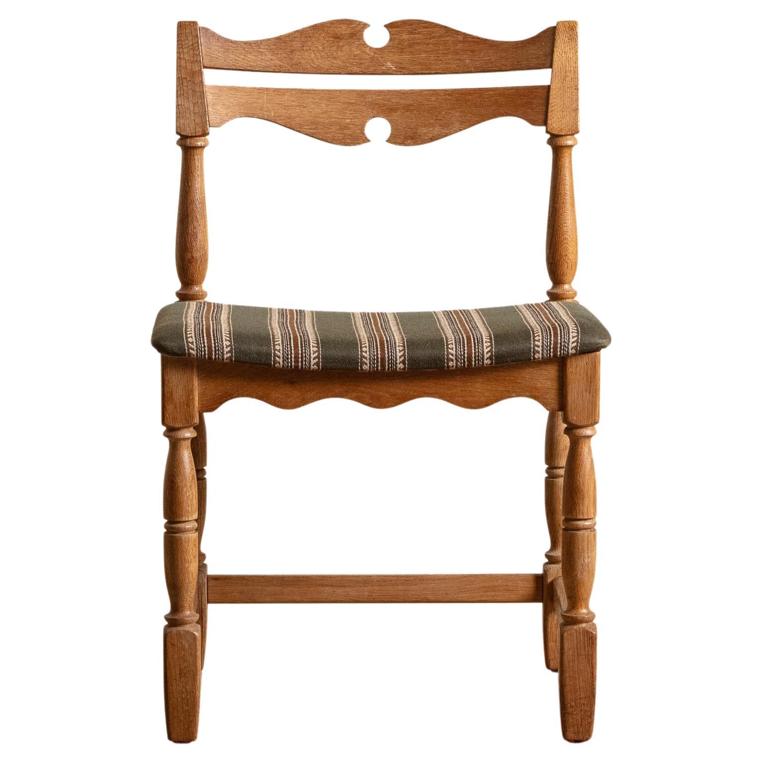 Set Of 5 Oak & Green Razorblade Chairs By Henning Kjaernulf, Denmark, 1960'S For Sale