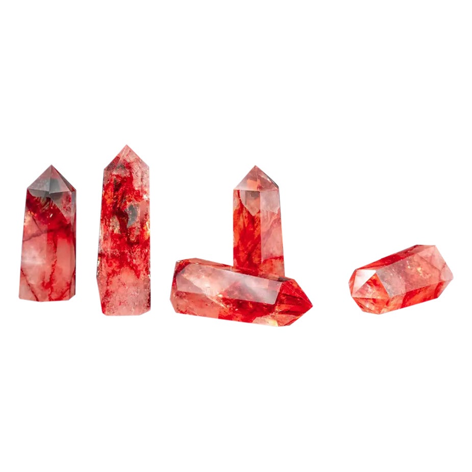 Set of 5 Obelisks – Red Quartz Fire