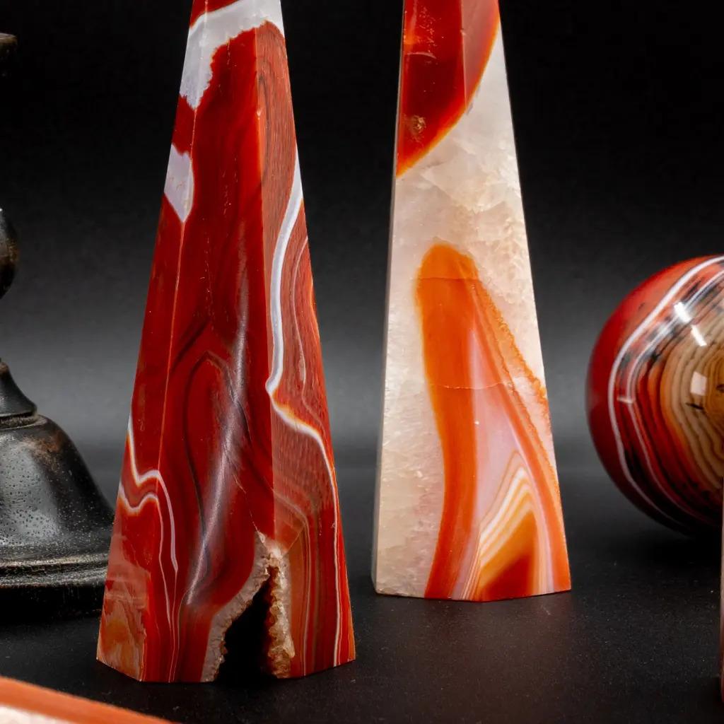 Set of 5 Obelisks – Sardonyx Agate In Good Condition For Sale In Saint-Ouen, FR