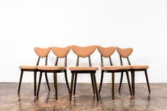 Set Of 5, Dining Chairs "Hearts" by H&J Kurmanowicz, 1950s, Poland
