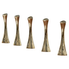 Set of 5 Organic Shaped Brass Candlesticks by K.E. Ytterberg, Sweden