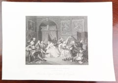 Ensemble de 5 estampes anciennes originales d'après William Hogarth, « mariage à la mode »