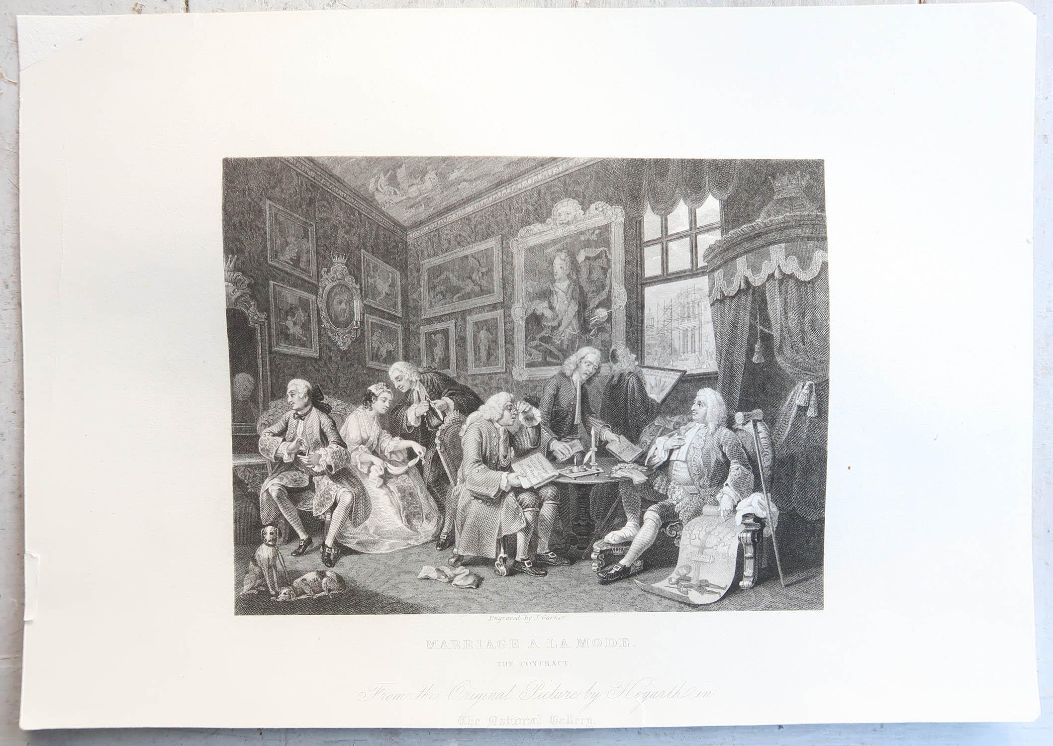 Rococo Ensemble de 6 estampes anciennes originales d'après William Hogarth, « mariage à la mode » en vente