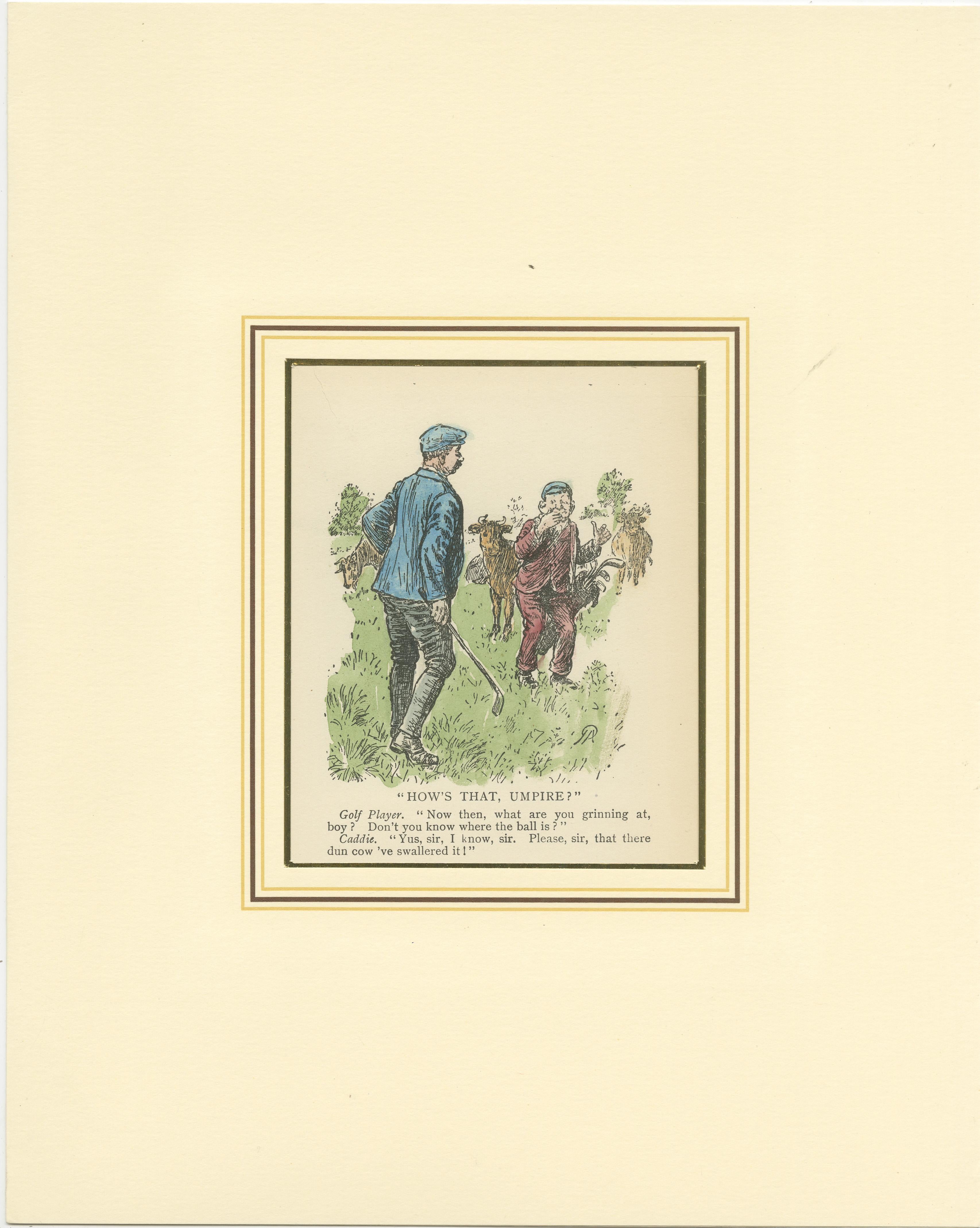 Set of 5 Original Antique Prints of Golf Scenes In Good Condition For Sale In Langweer, NL