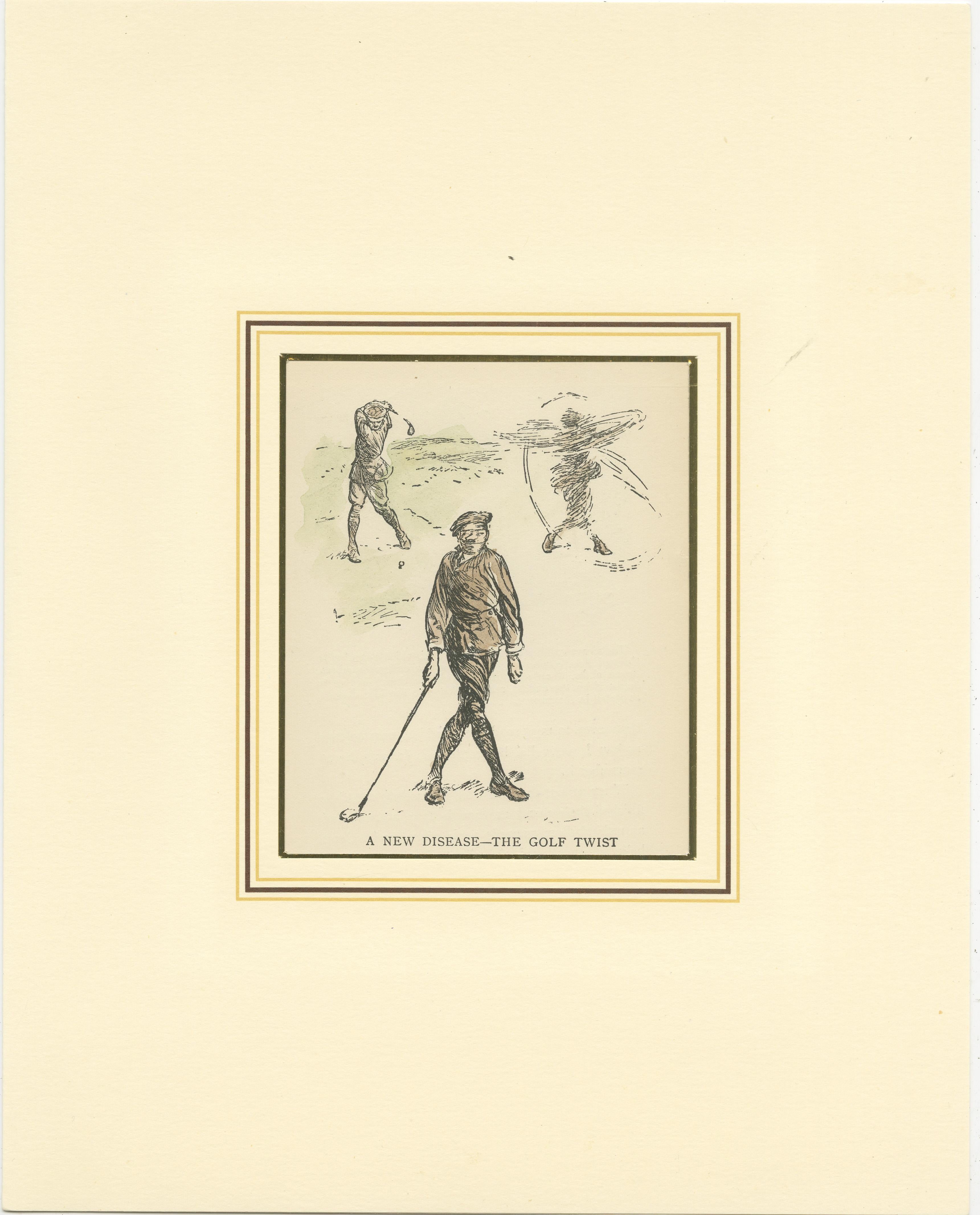 20th Century Set of 5 Original Antique Prints of Golf Scenes For Sale