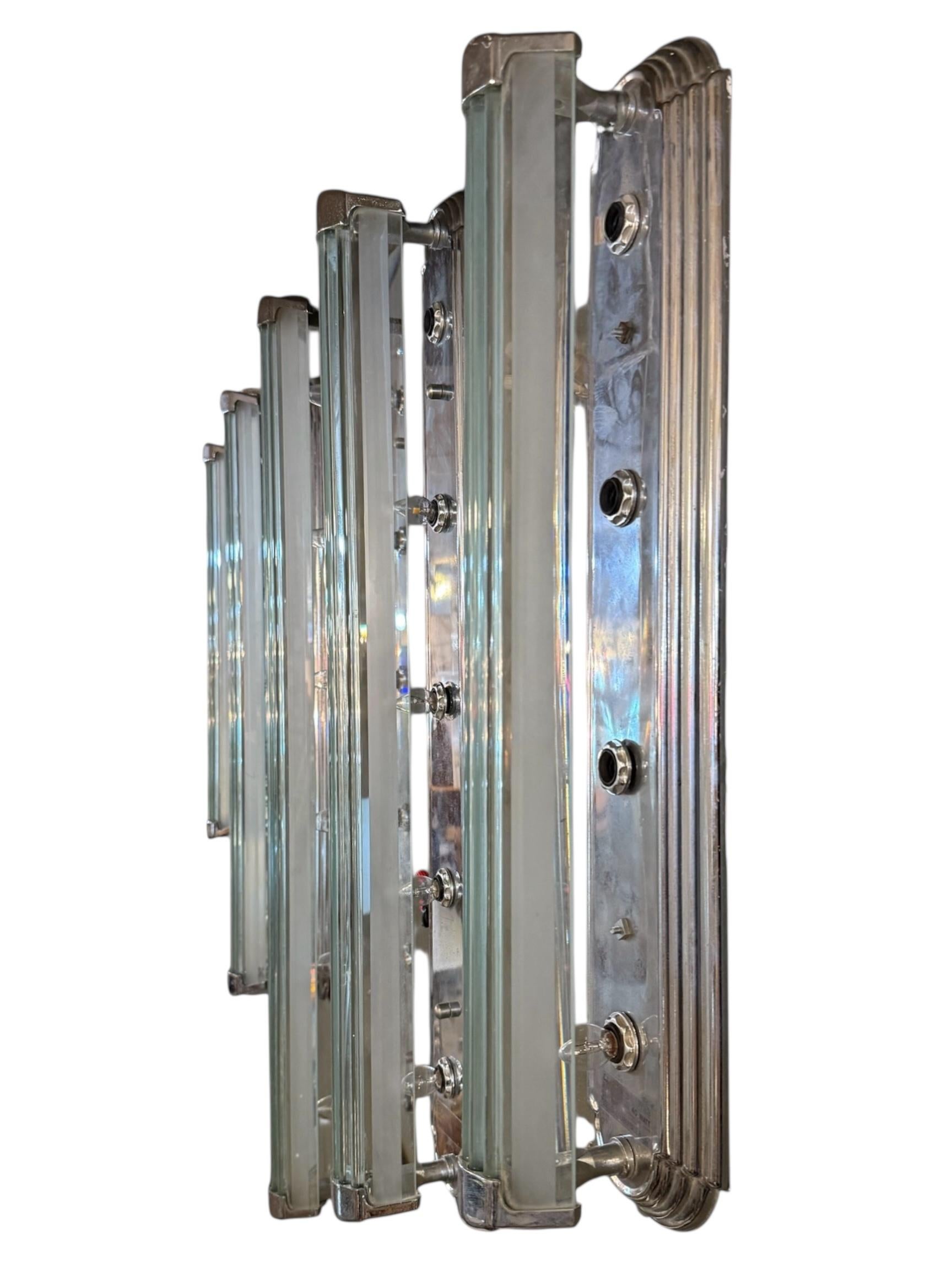 XX secolo Set di 5 lampade originali in vetro cromato Art Nouveau in vendita