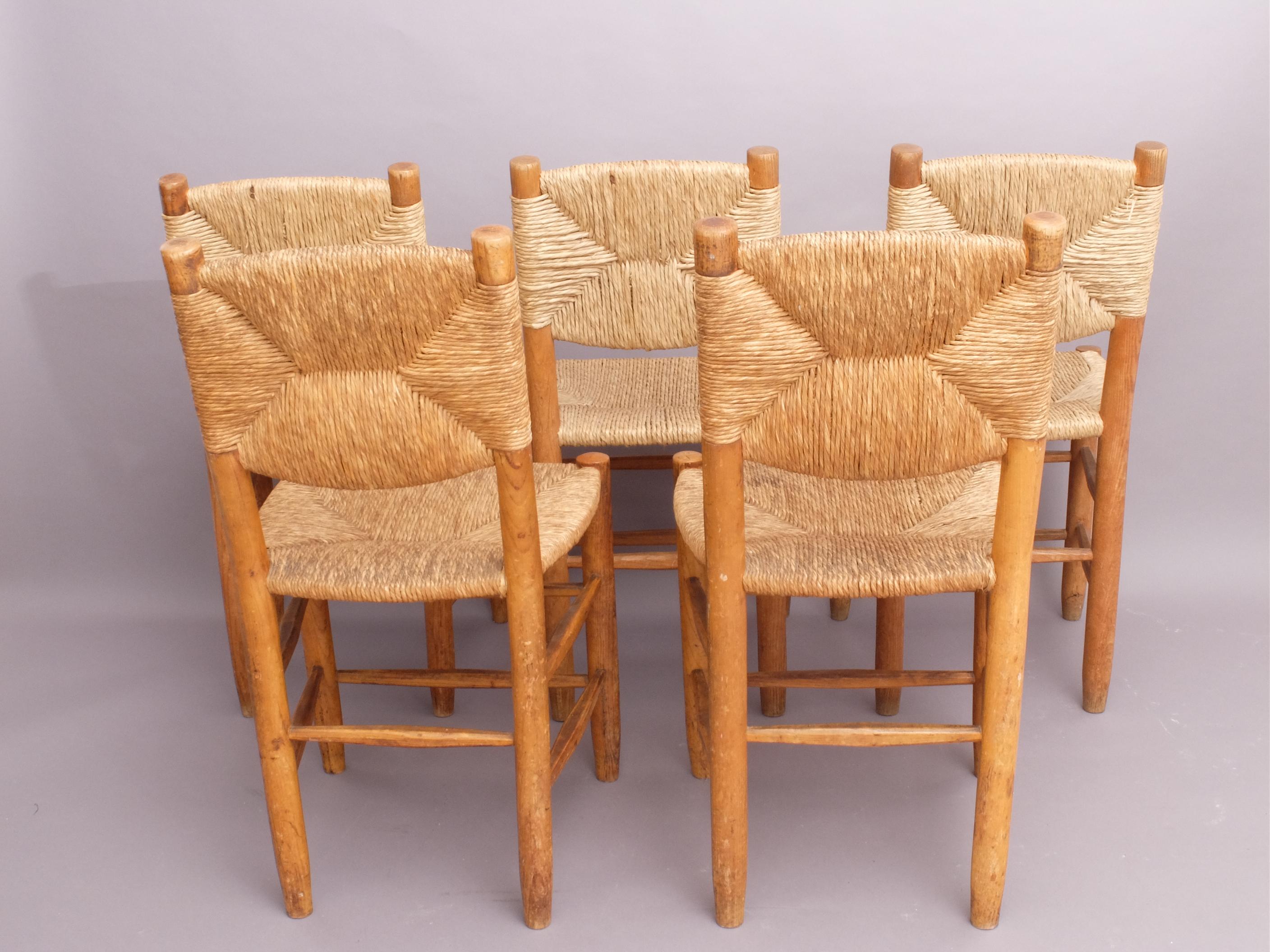 French Set of 5 Original Perriand No 19 Bauche Chair Known Provenance!