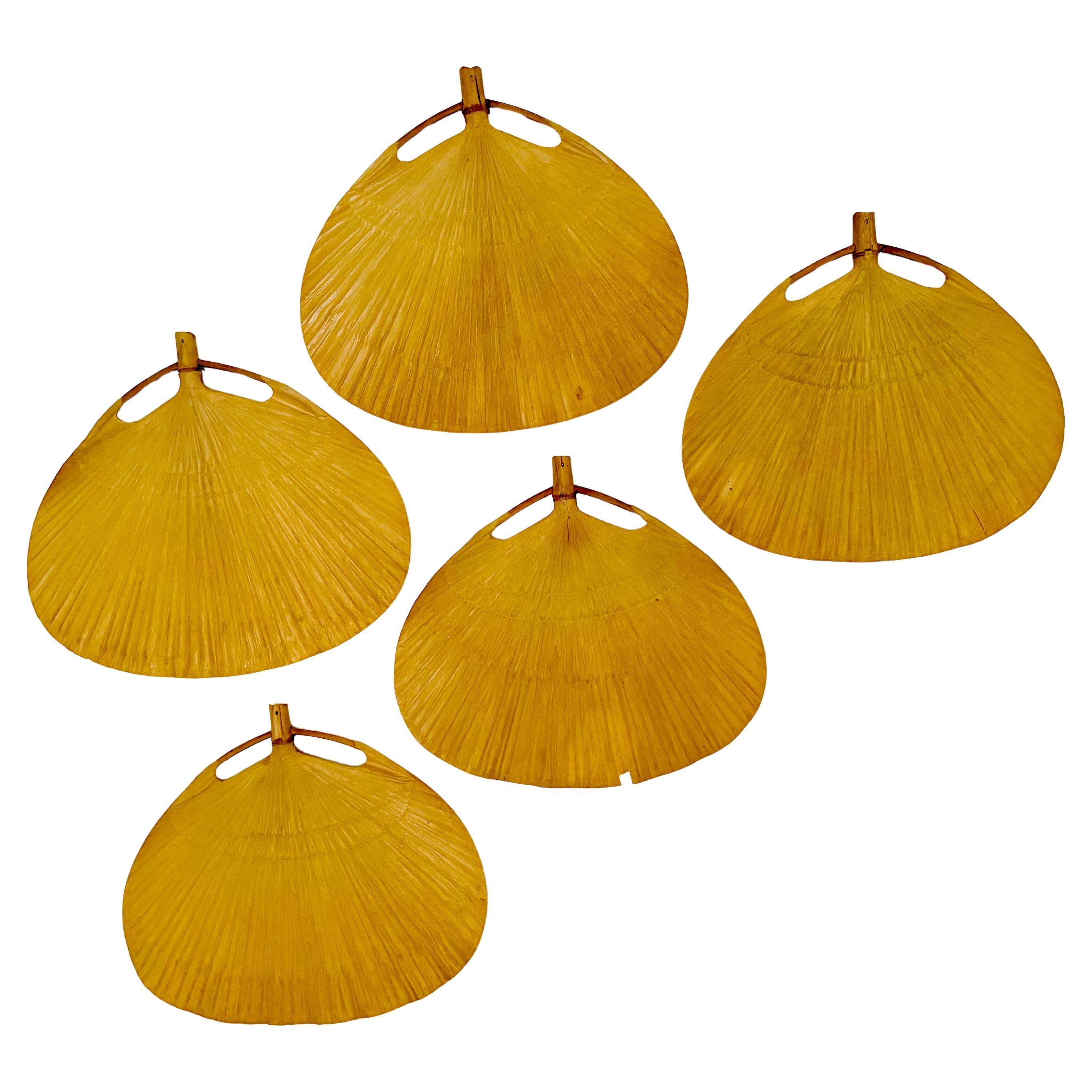 Spare Set of 5 Original Fans for Uchiwa Pendant Lamp by Ingo Maurer