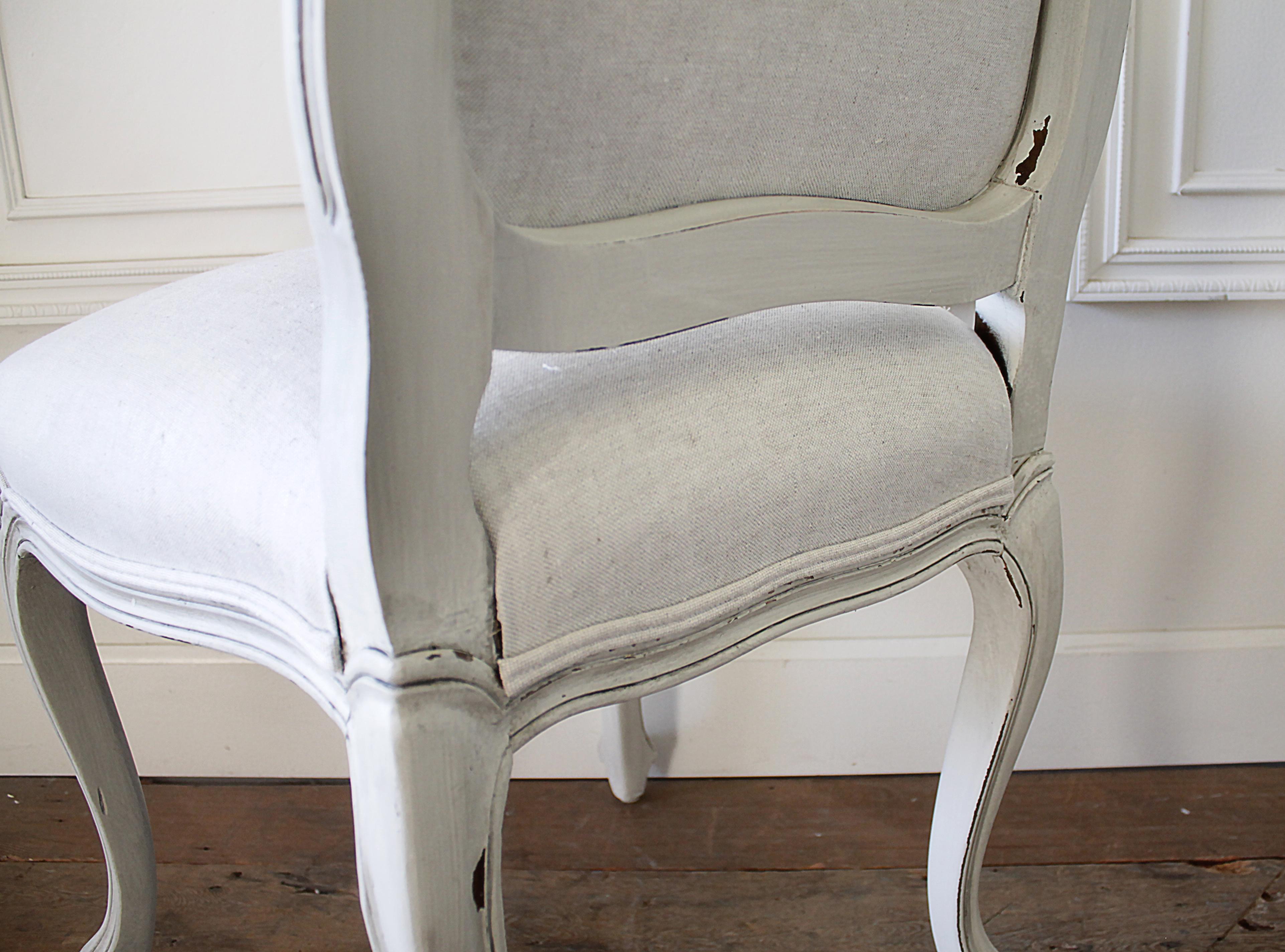 Set of 5 Painted and Upholstered Dining Room Chairs in Belgian Linen 5