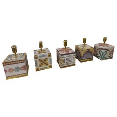 Set of 5 Painted Stone Table Lamps