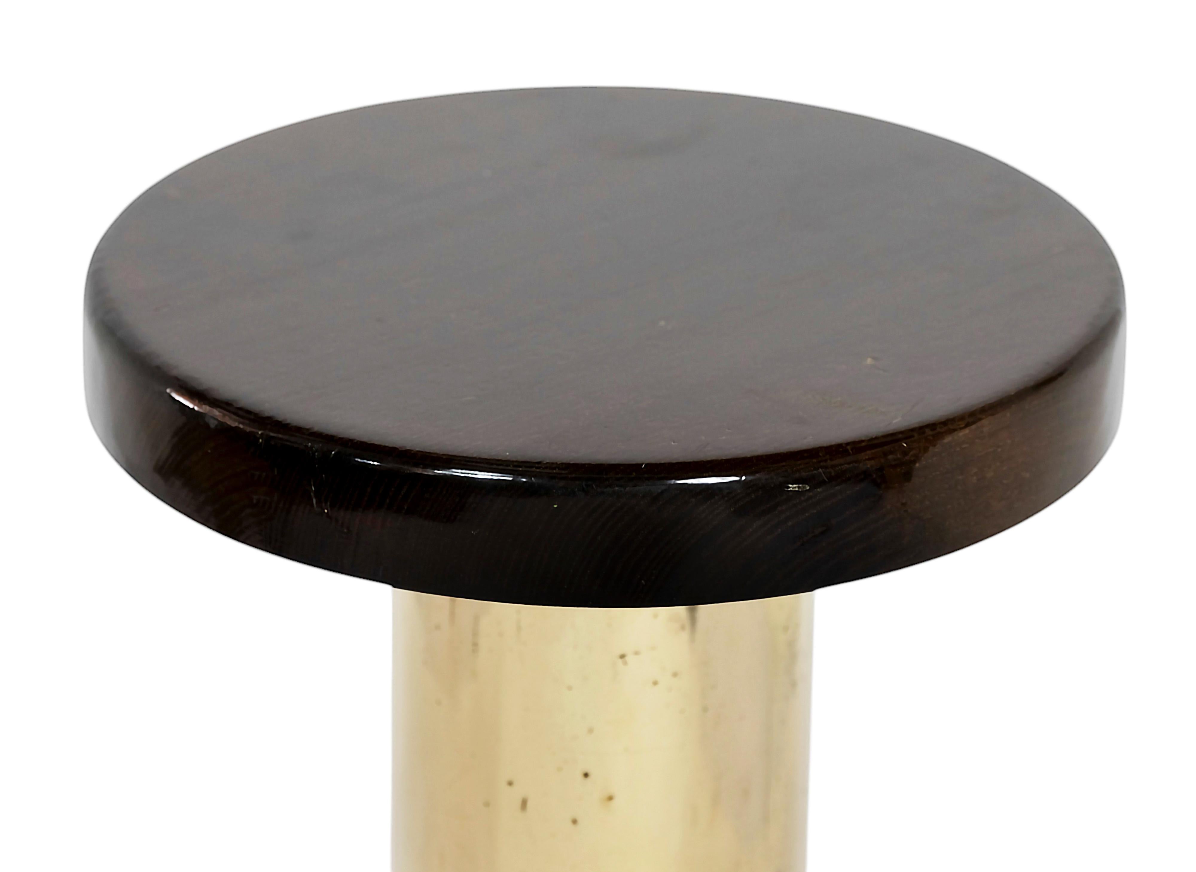 20th Century Set of 5 Pcs. Mid-Century Italian Brass And Wood Yacht Low Stools/Chairs For Sale