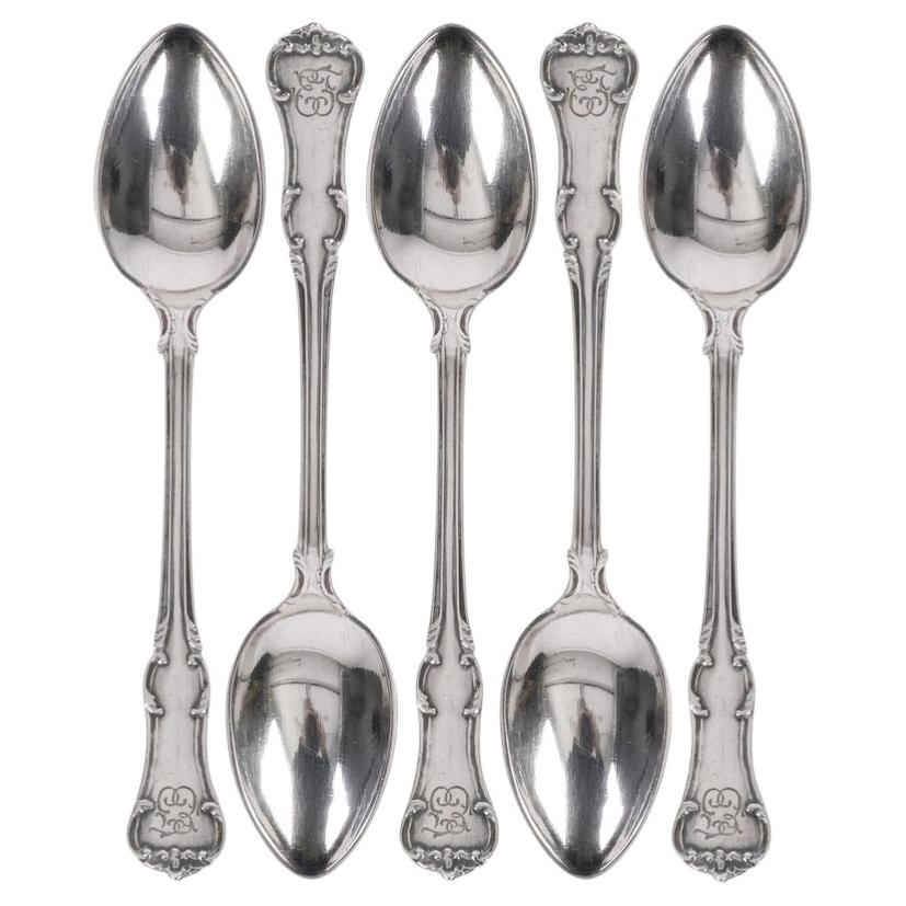 Set of 5 Pcs. Silver Coffee Spoons, Latvia By Rp, 1920s - 1930s For Sale